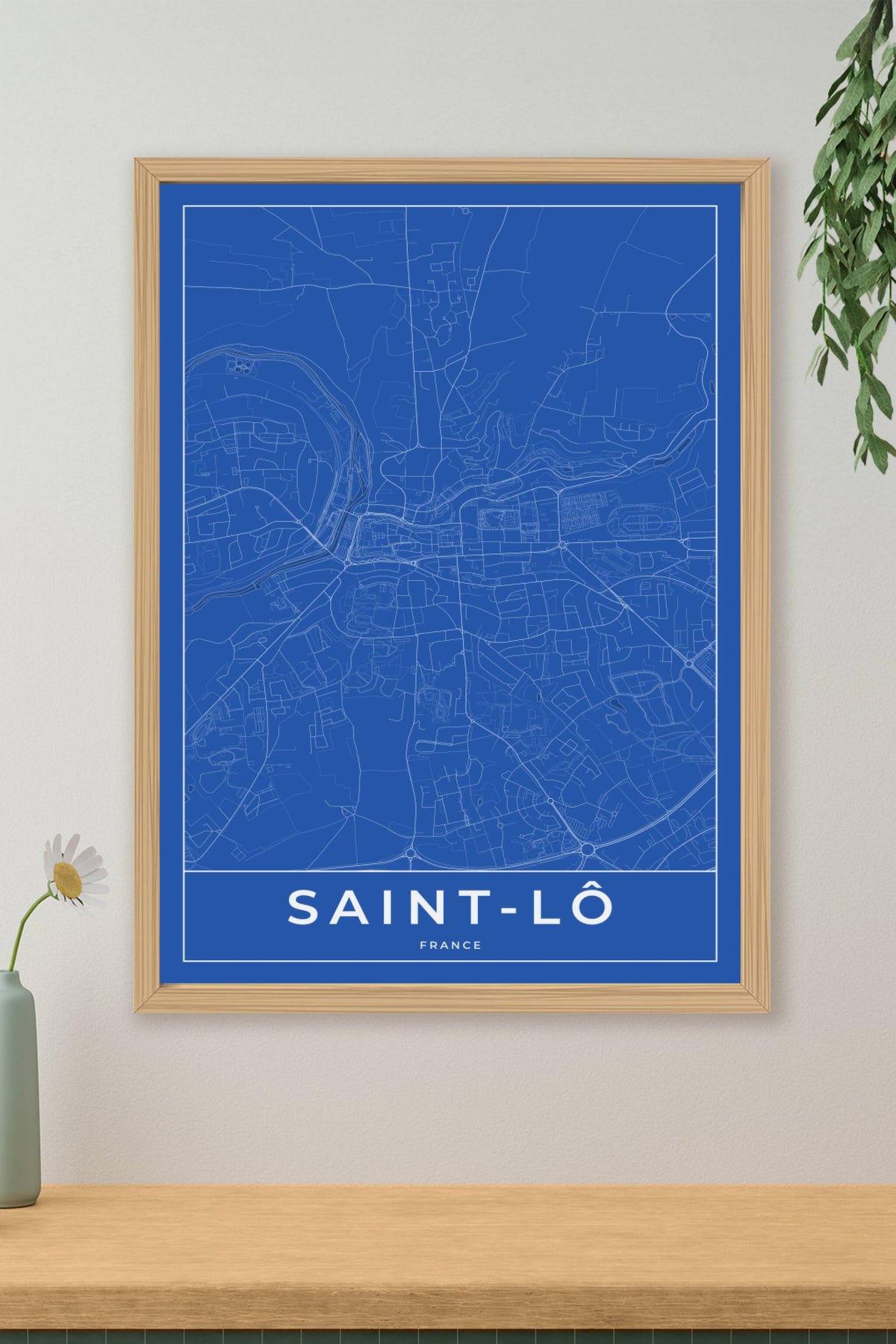 Carte de Saint-Lô bleue - Affiche personnalisée
