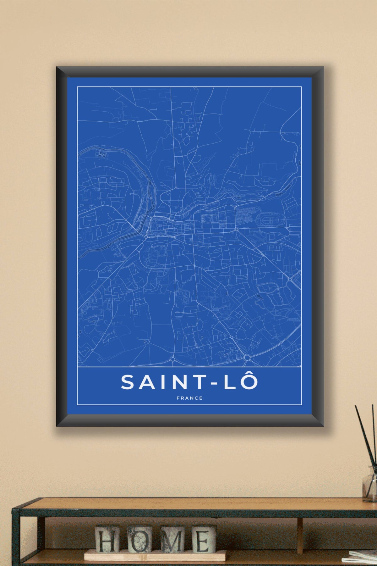 Carte de Saint-Lô bleue - Affiche personnalisée