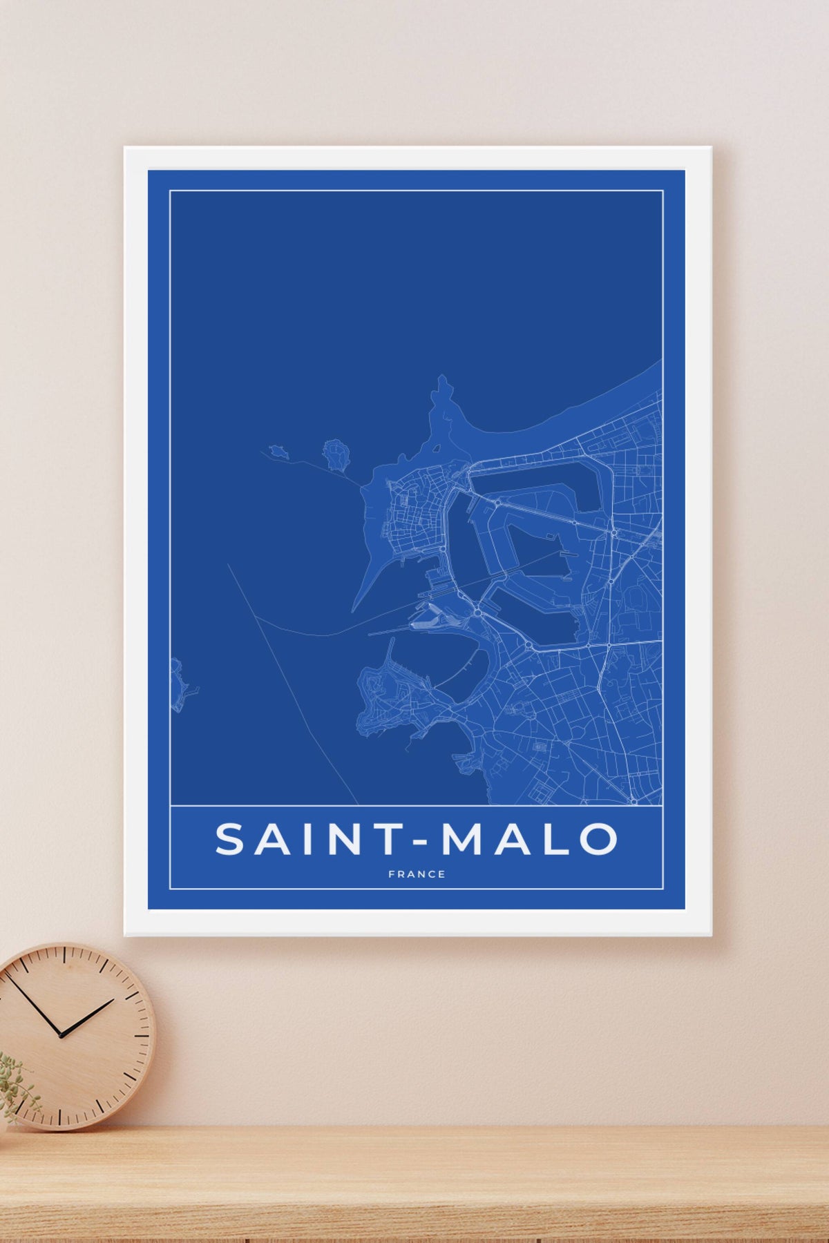 Carte de Saint-Malo bleue - Affiche personnalisée