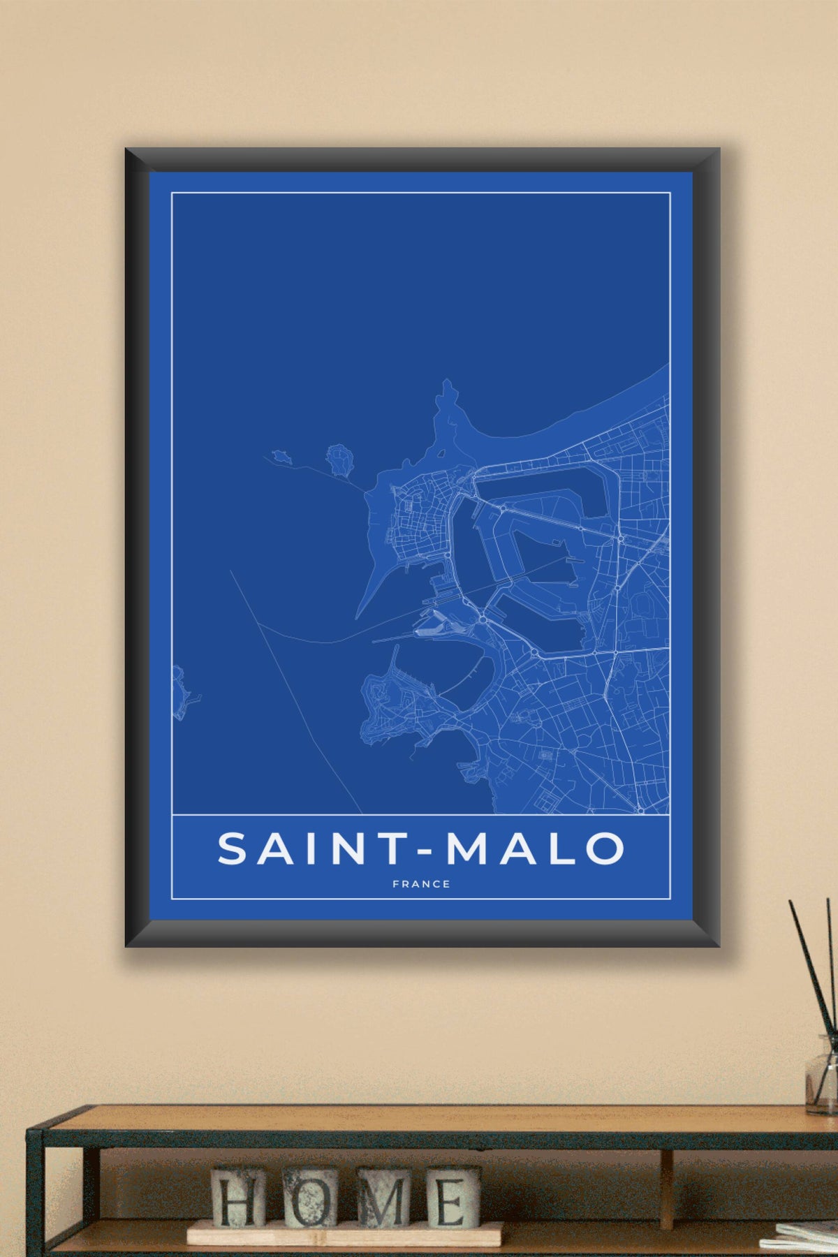 Carte de Saint-Malo bleue - Affiche personnalisée