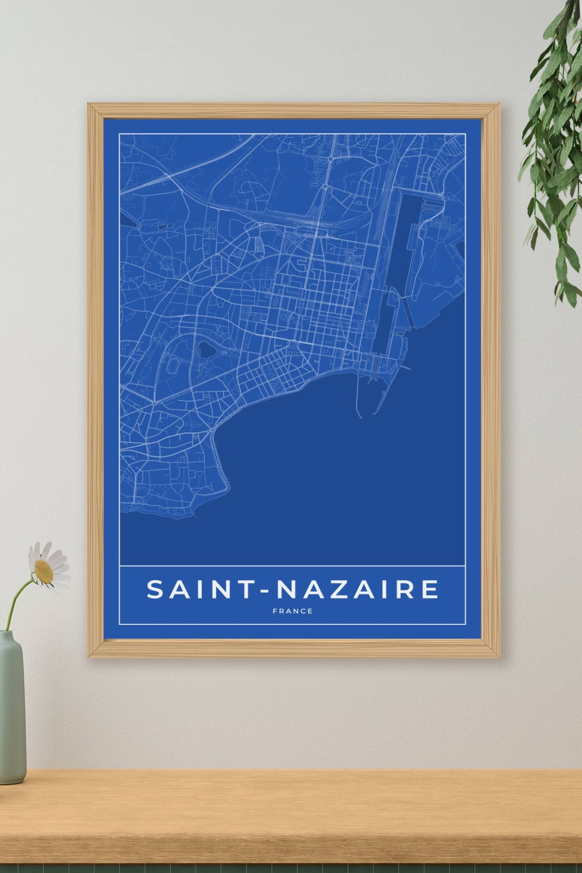 Carte de Saint-Nazaire bleue - Affiche personnalisée