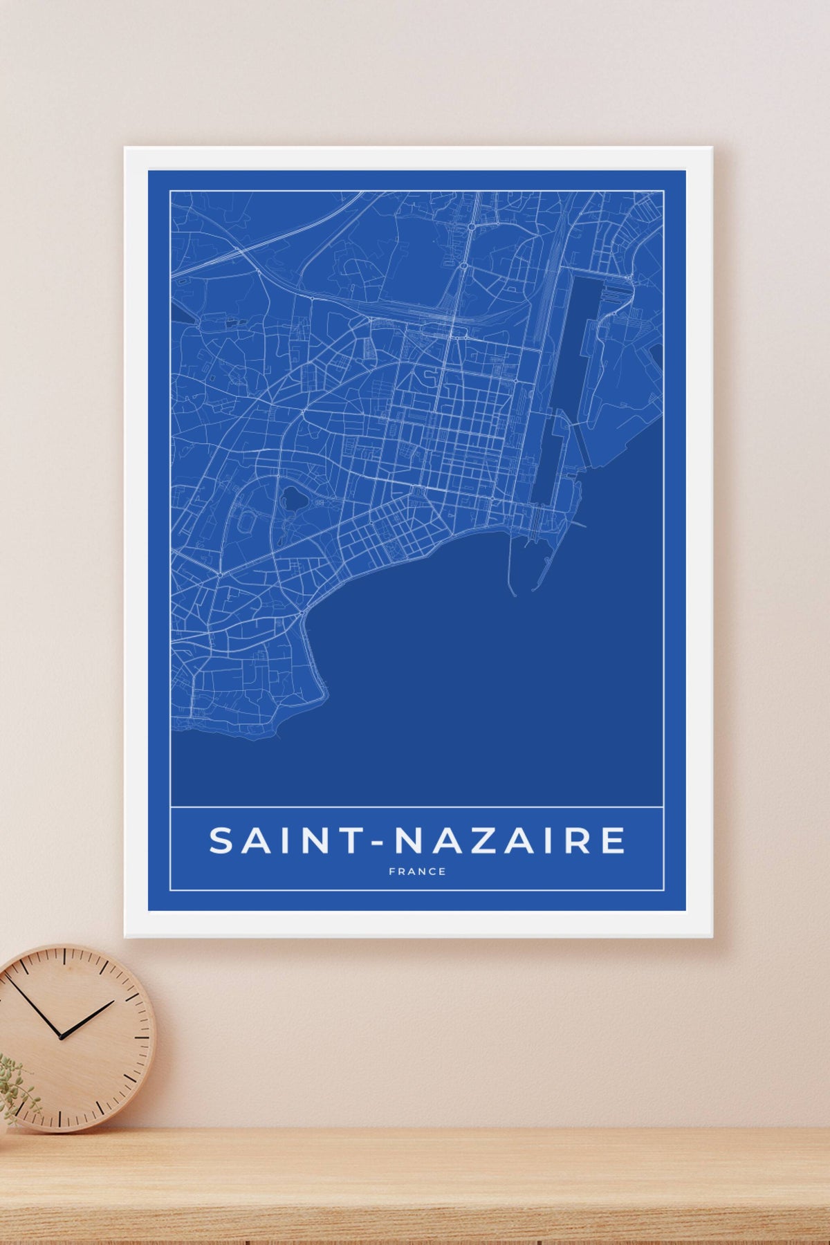 Carte de Saint-Nazaire bleue - Affiche personnalisée