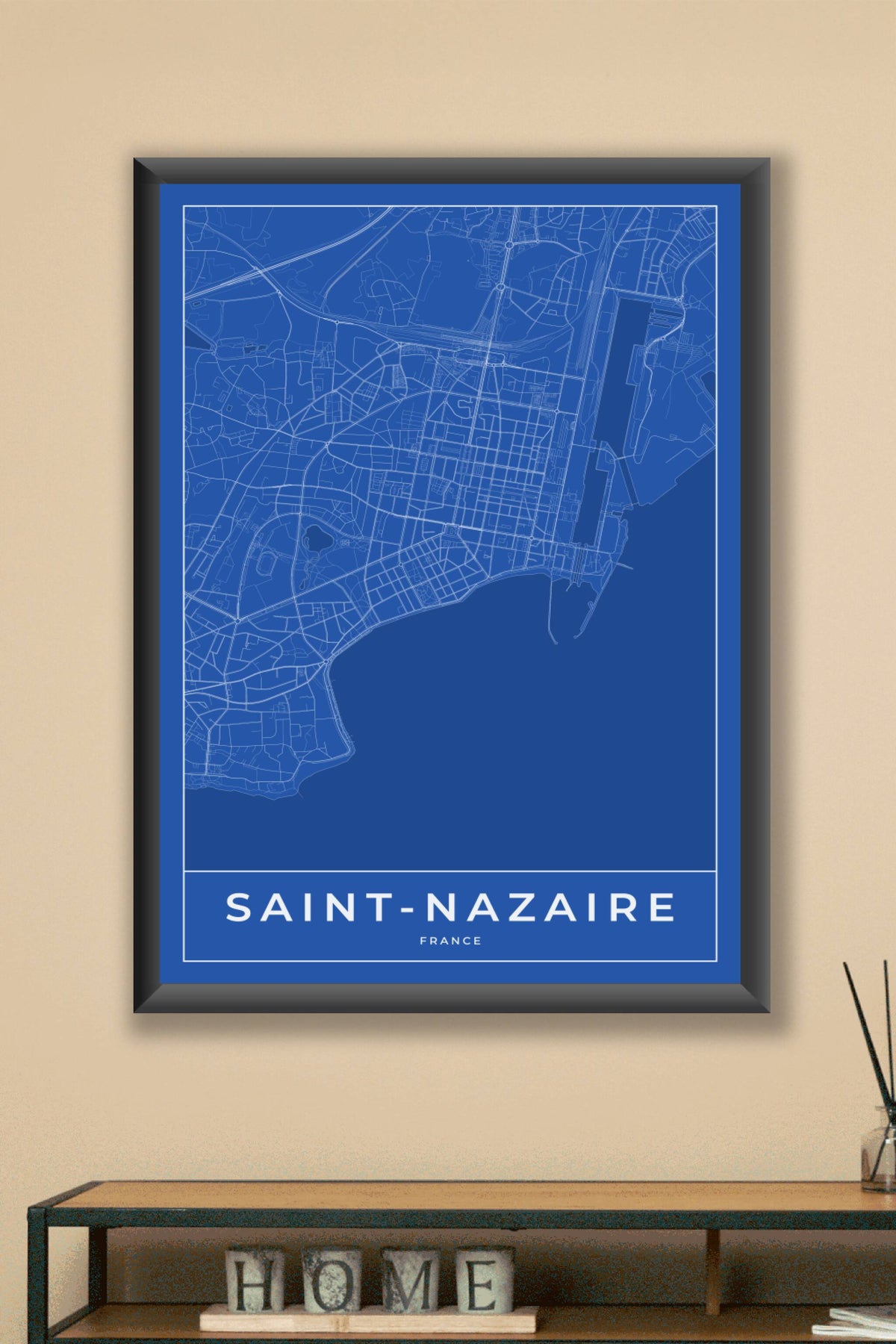 Carte de Saint-Nazaire bleue - Affiche personnalisée