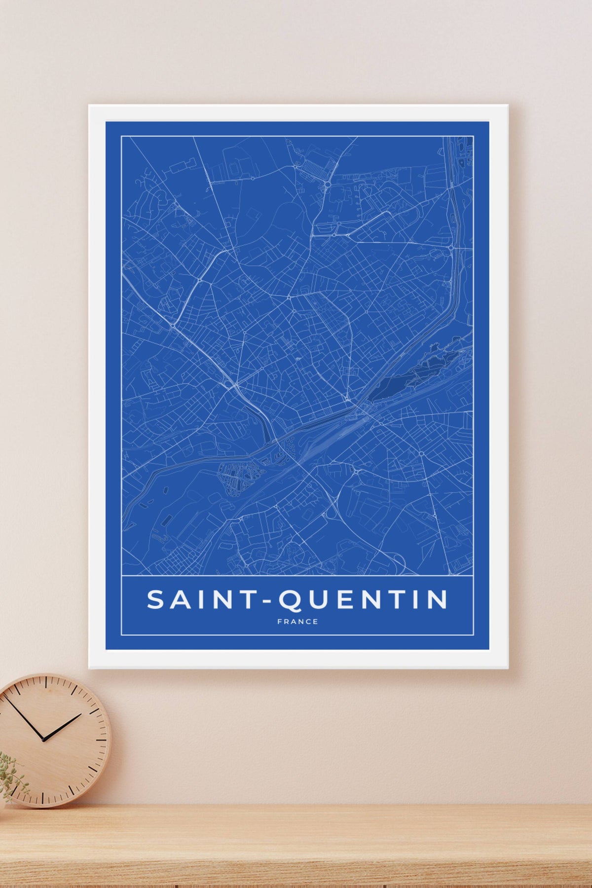 Carte de Saint-Quentin bleue - Affiche personnalisée