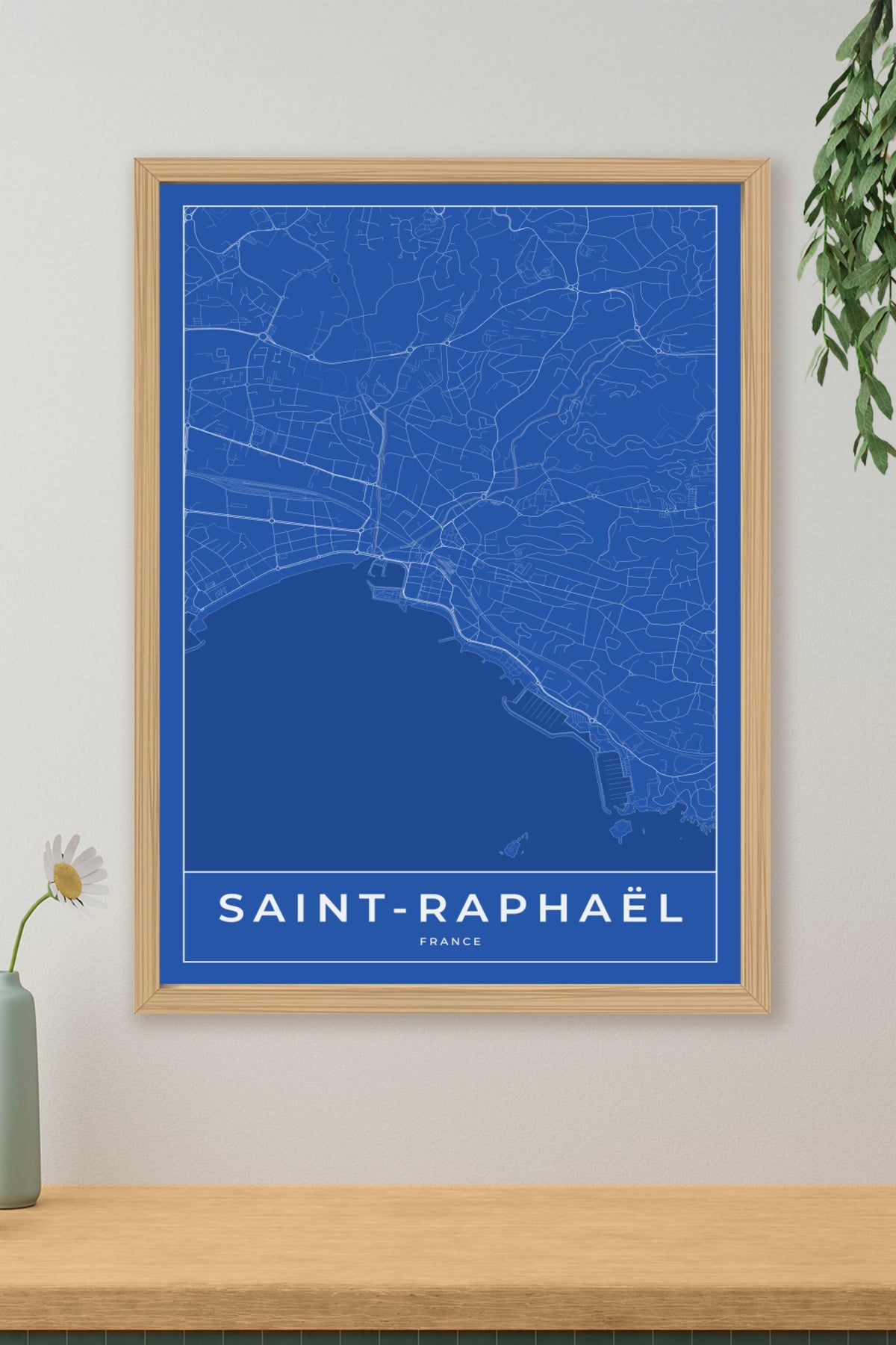 Carte de Saint-Raphaël bleue - Affiche personnalisée