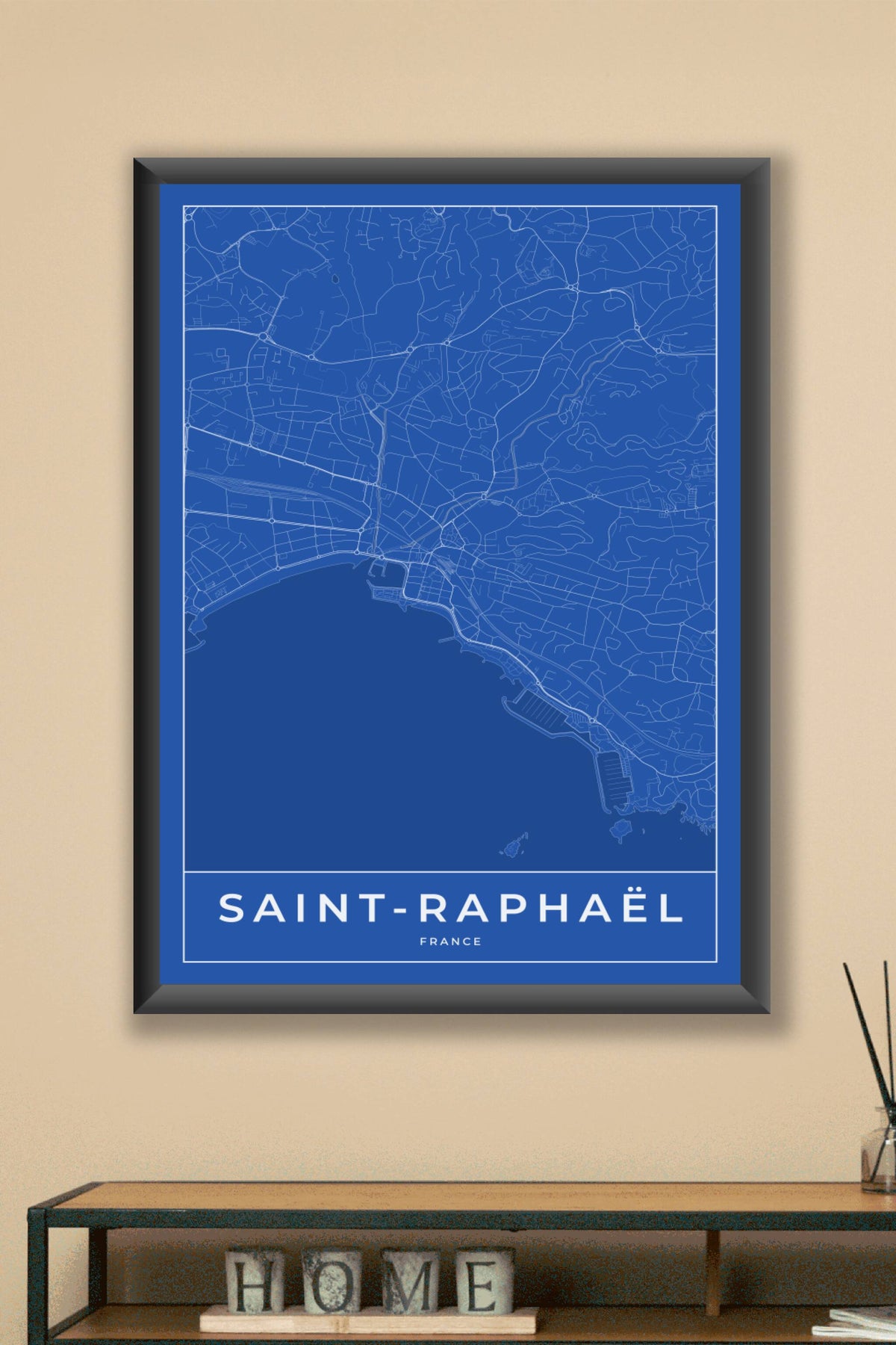 Carte de Saint-Raphaël bleue - Affiche personnalisée