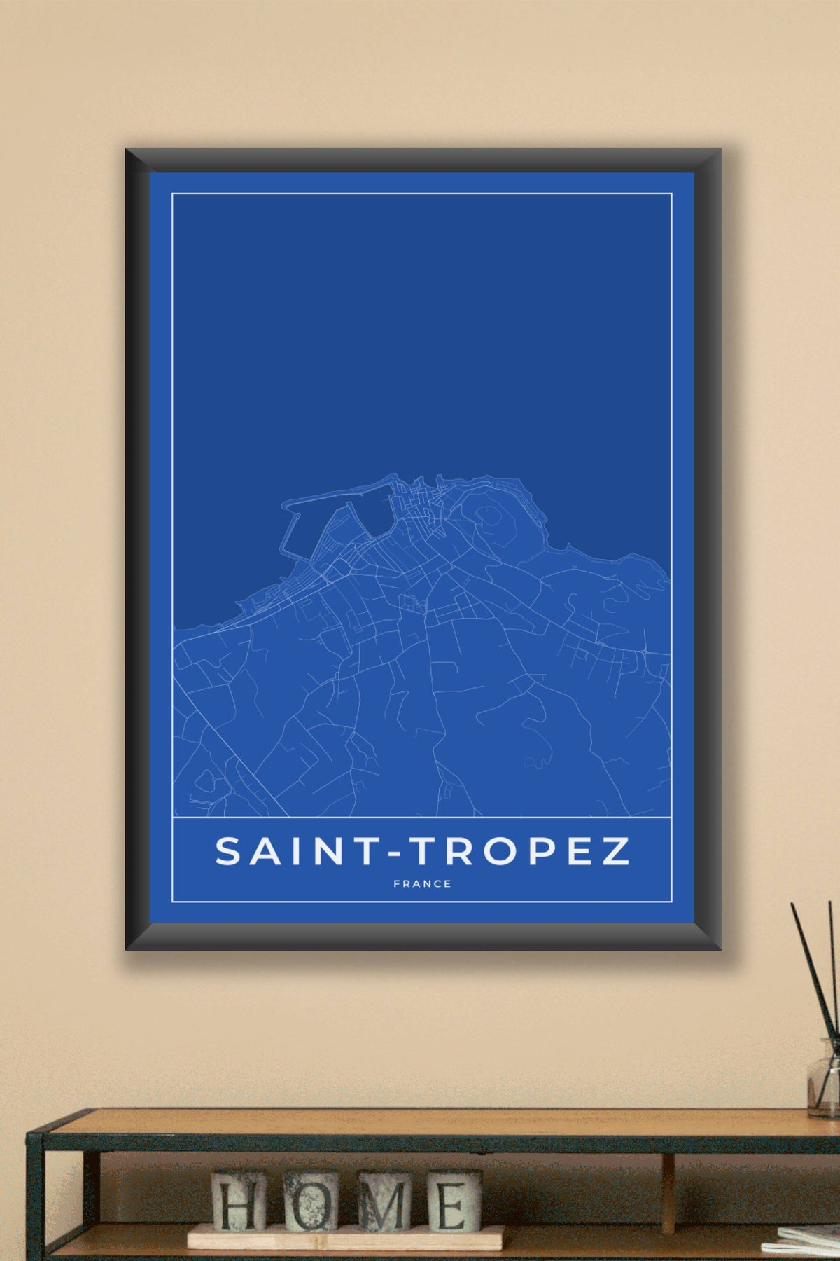 Carte de Saint-Tropez bleue - Affiche personnalisée
