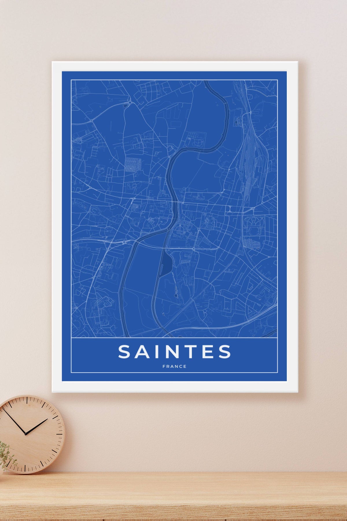 Carte de Saintes bleue - Affiche personnalisée