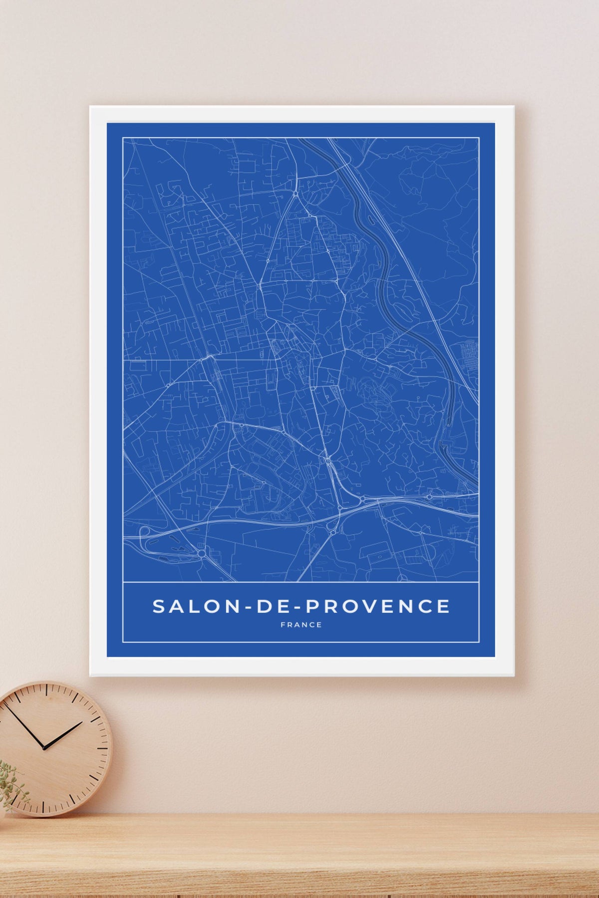 Carte de Salon-de-Provence bleue - Affiche personnalisée