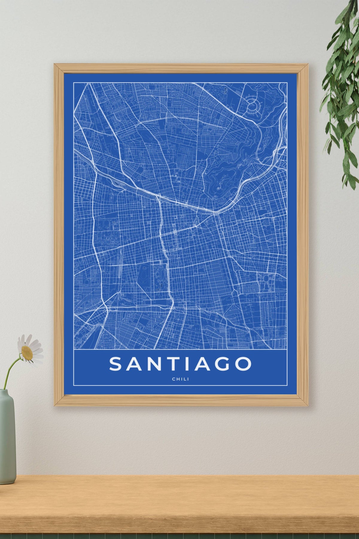 Carte de Santiago bleue - Affiche personnalisée