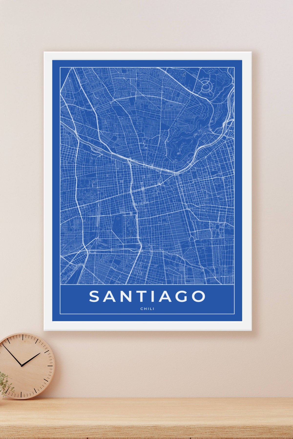 Carte de Santiago bleue - Affiche personnalisée