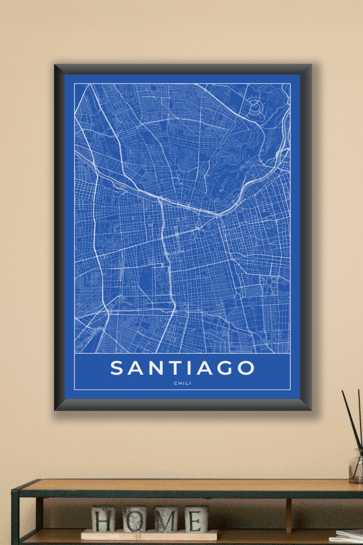 Carte de Santiago bleue - Affiche personnalisée