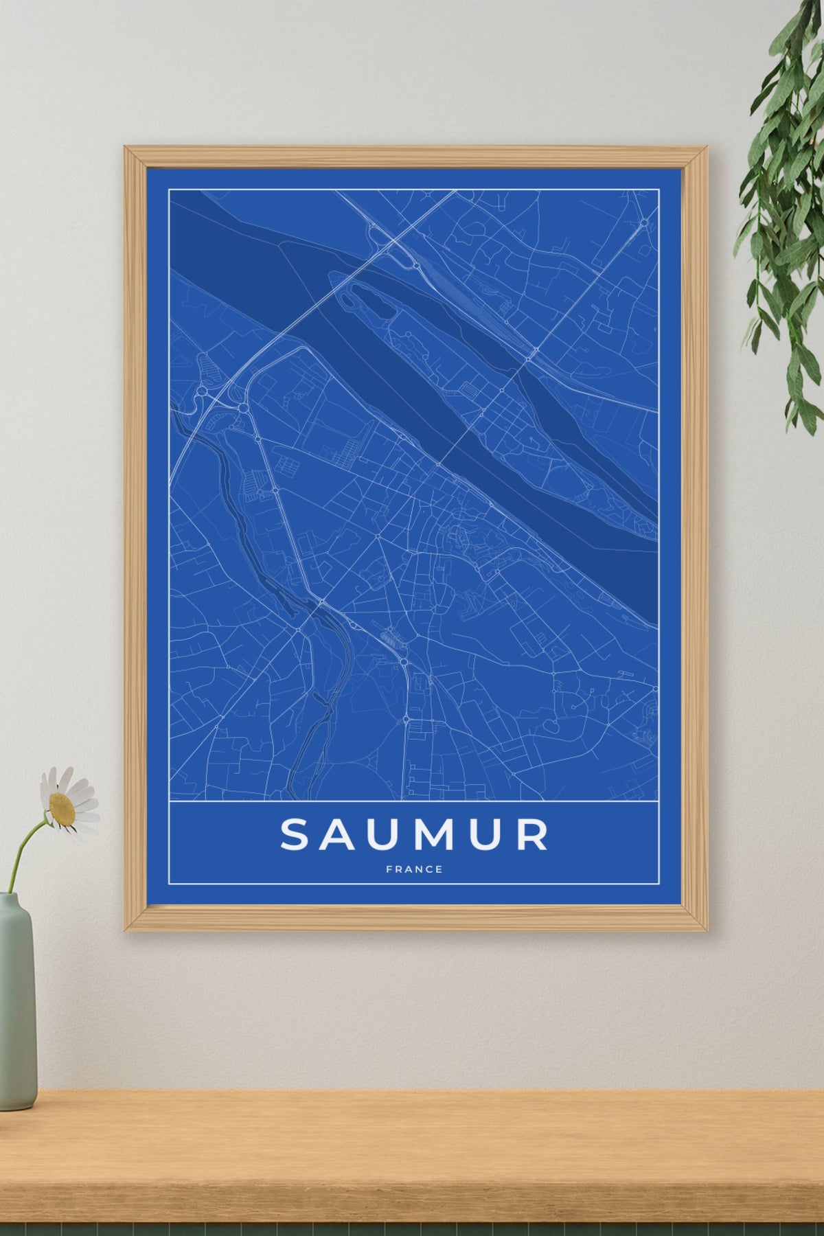 Carte de Saumur bleue - Affiche personnalisée