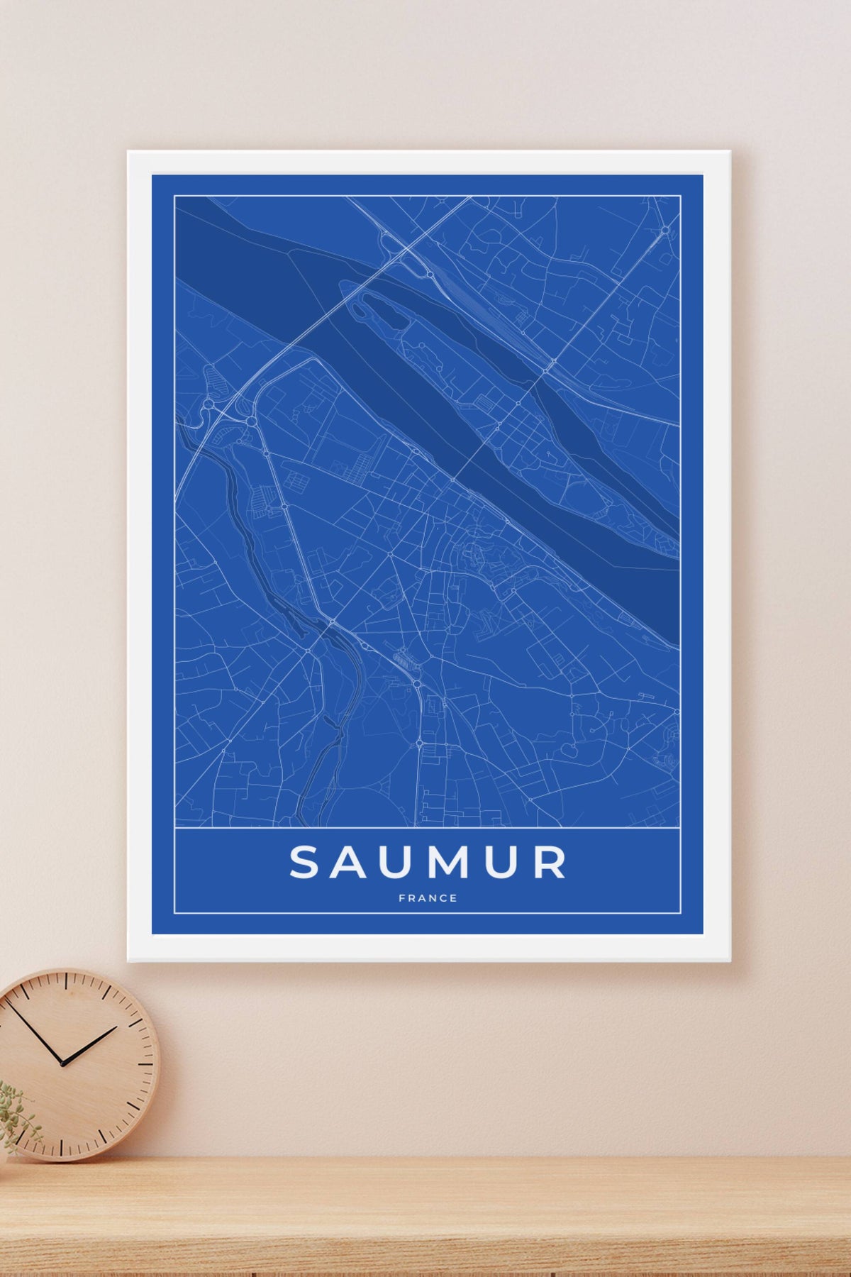Carte de Saumur bleue - Affiche personnalisée