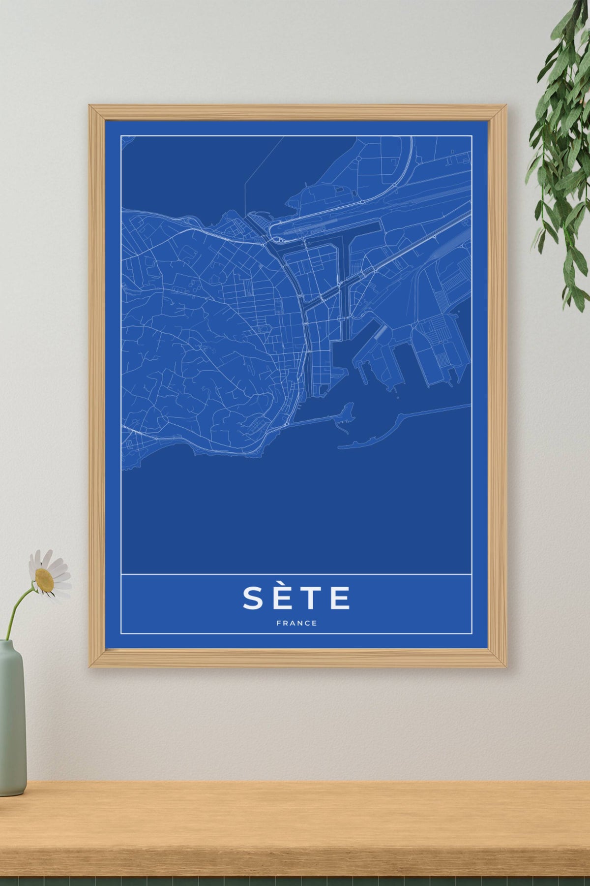 Carte de Sète bleue - Affiche personnalisée