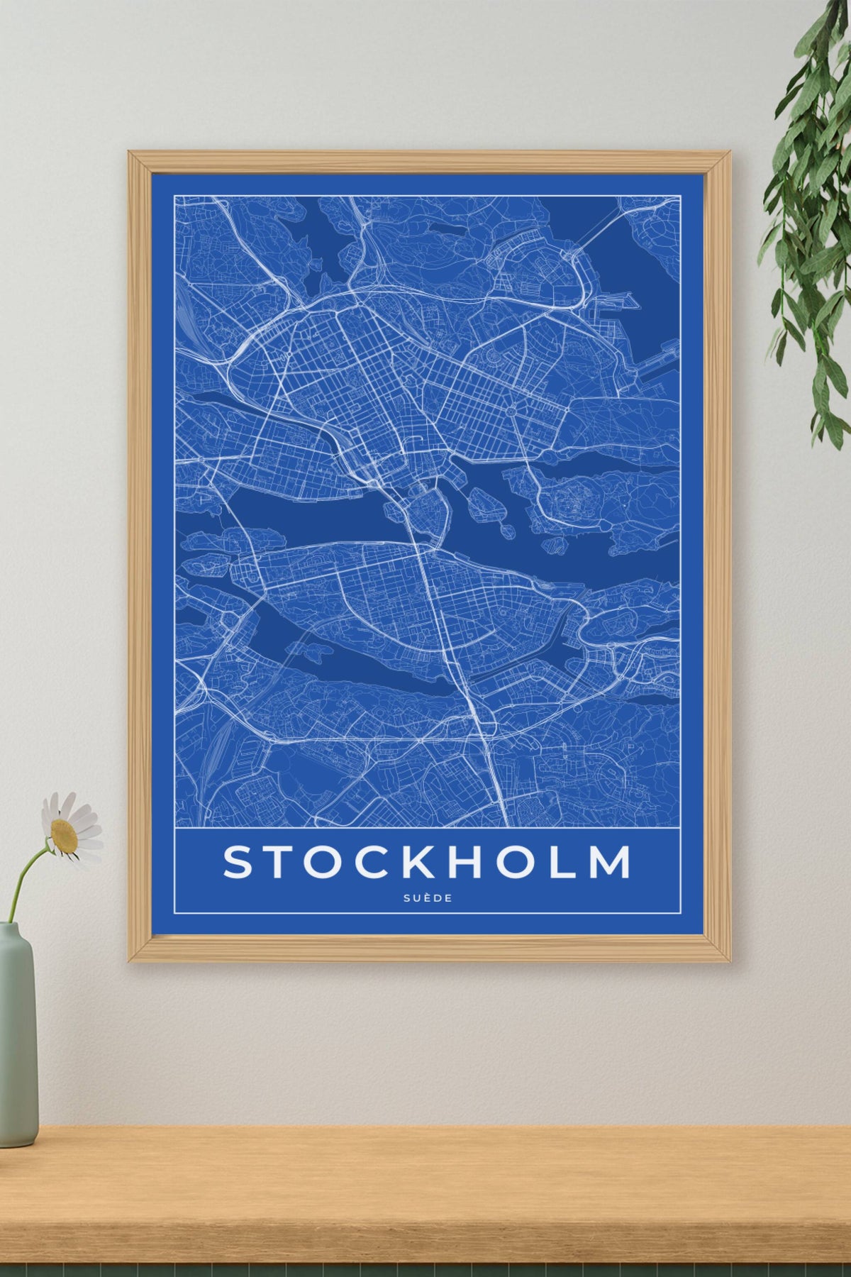 Carte de Stockholm bleue - Affiche personnalisée