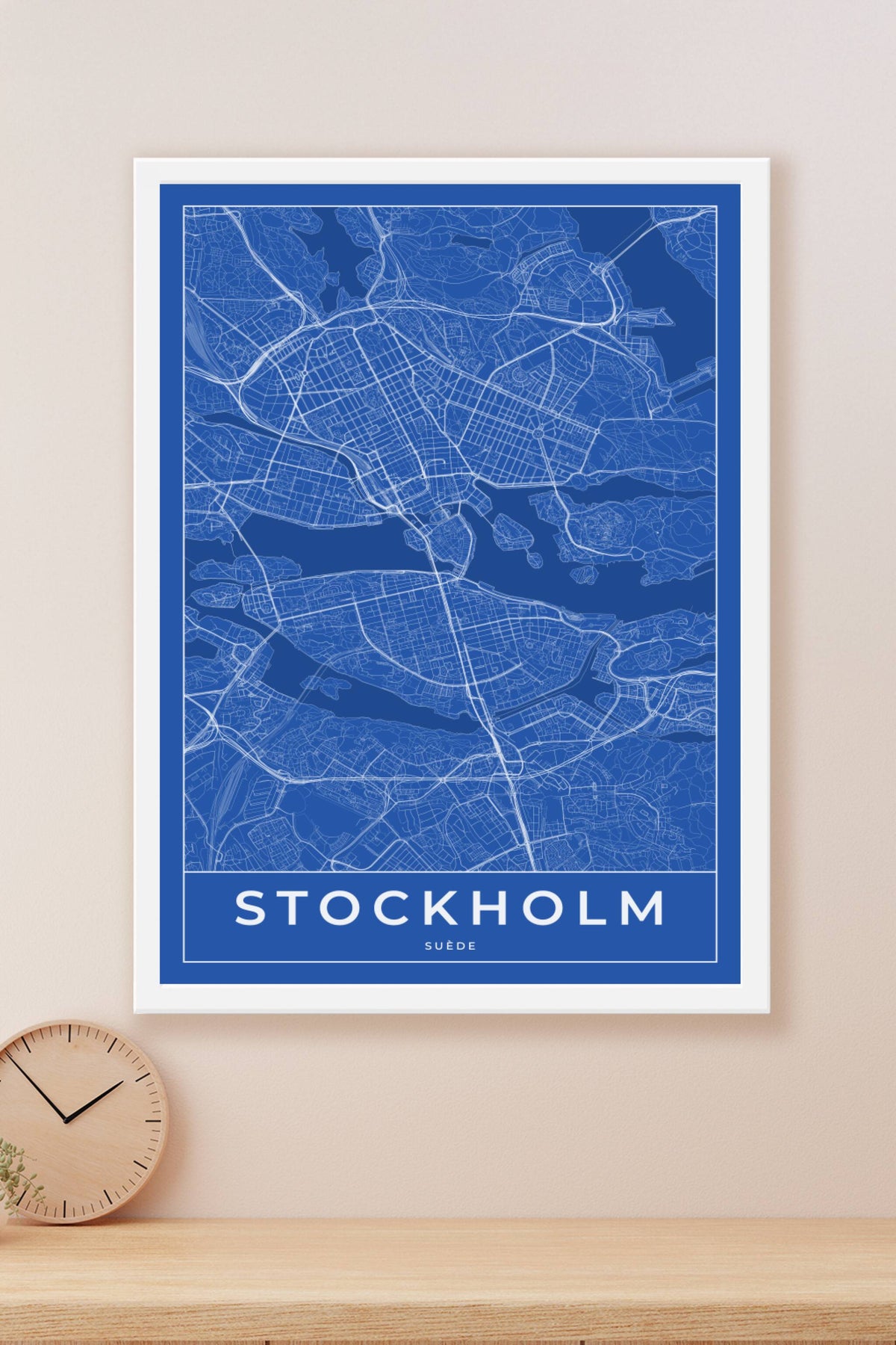 Carte de Stockholm bleue - Affiche personnalisée