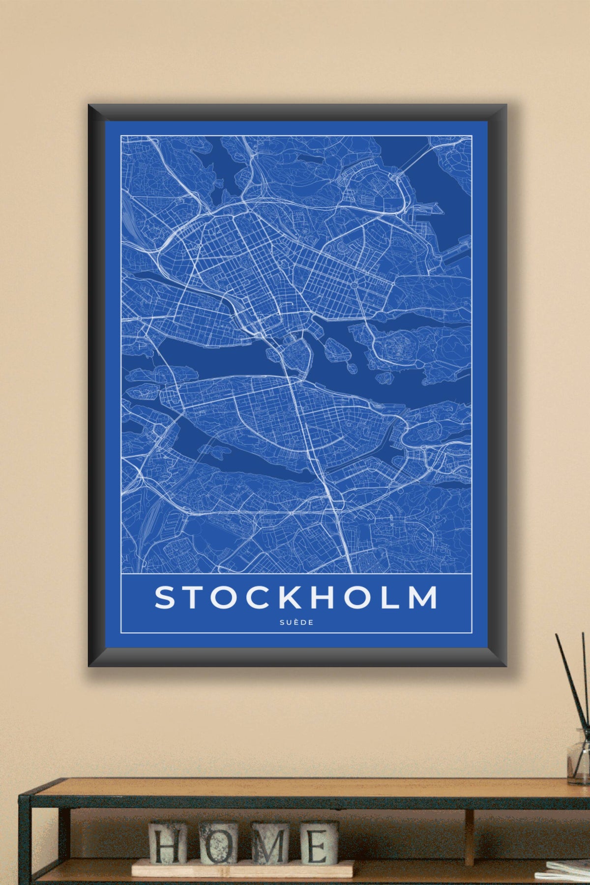 Carte de Stockholm bleue - Affiche personnalisée