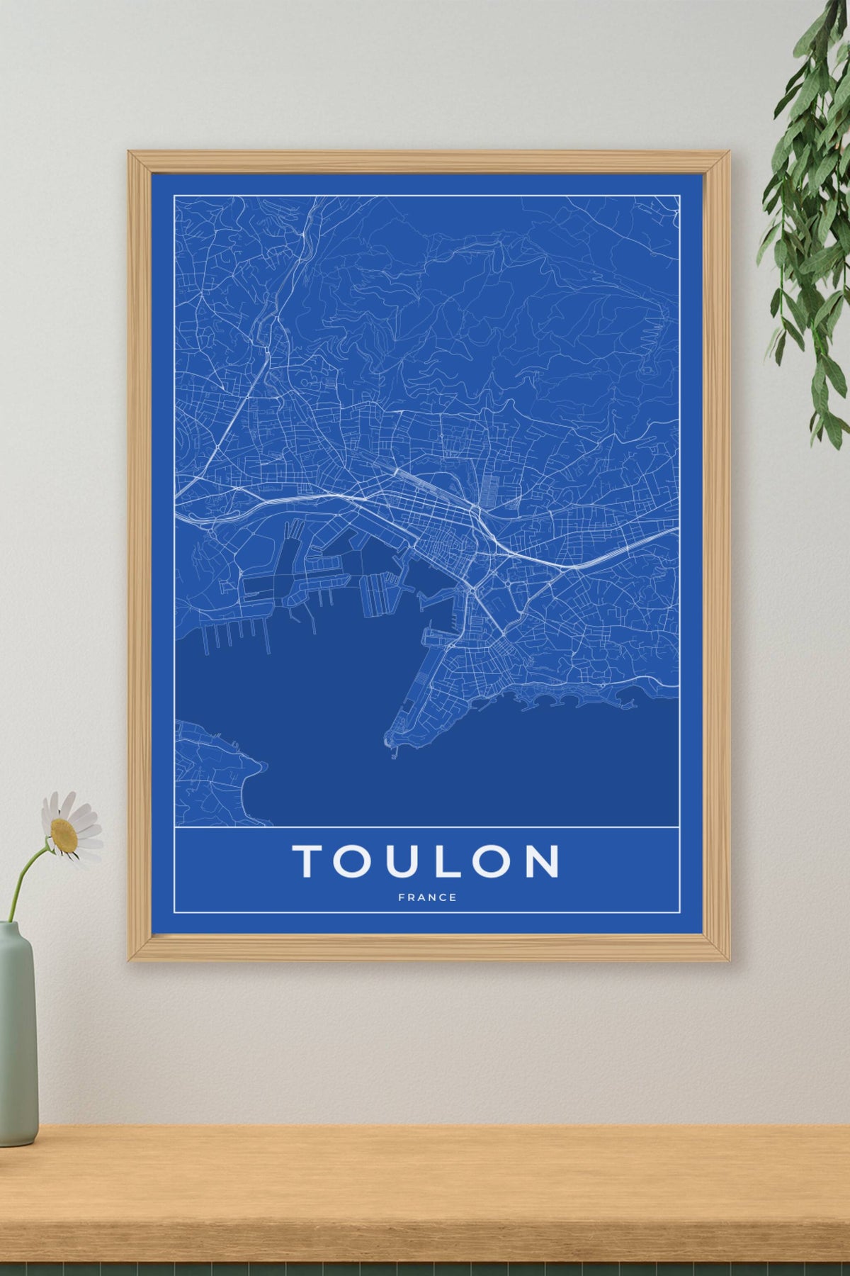 Carte de Toulon bleue - Affiche personnalisée