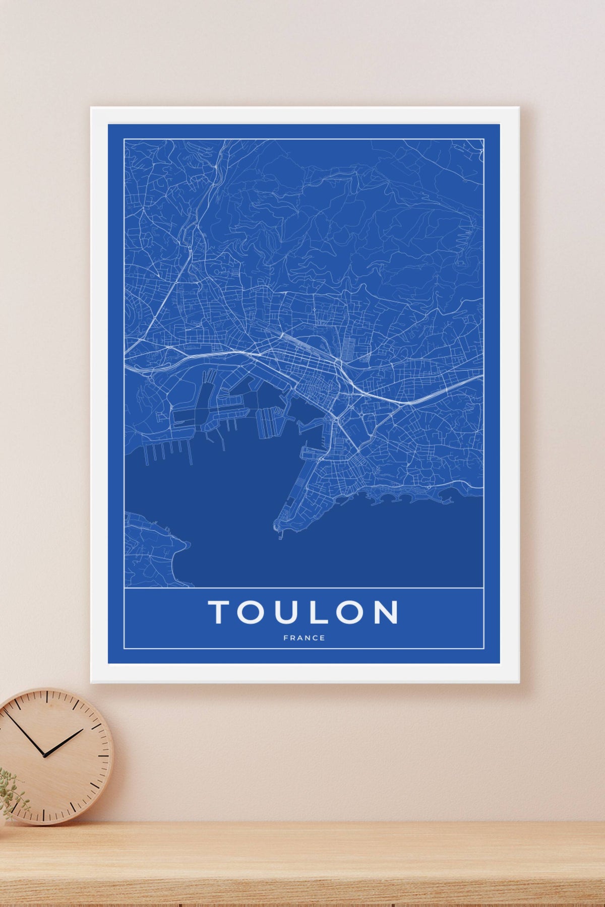 Carte de Toulon bleue - Affiche personnalisée