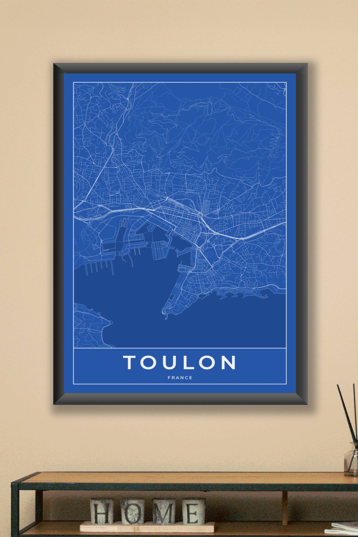 Carte de Toulon bleue - Affiche personnalisée