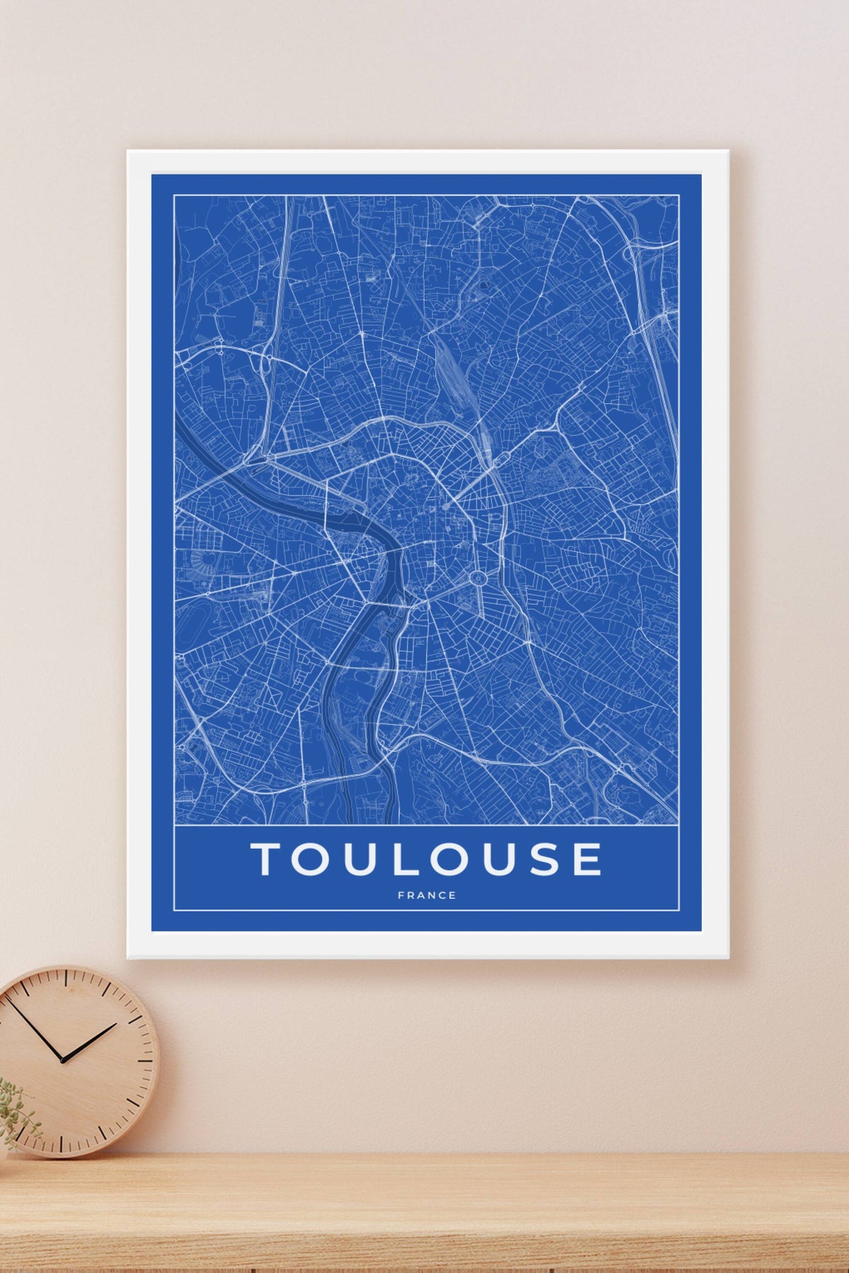 Carte de Toulouse bleue - Affiche personnalisée