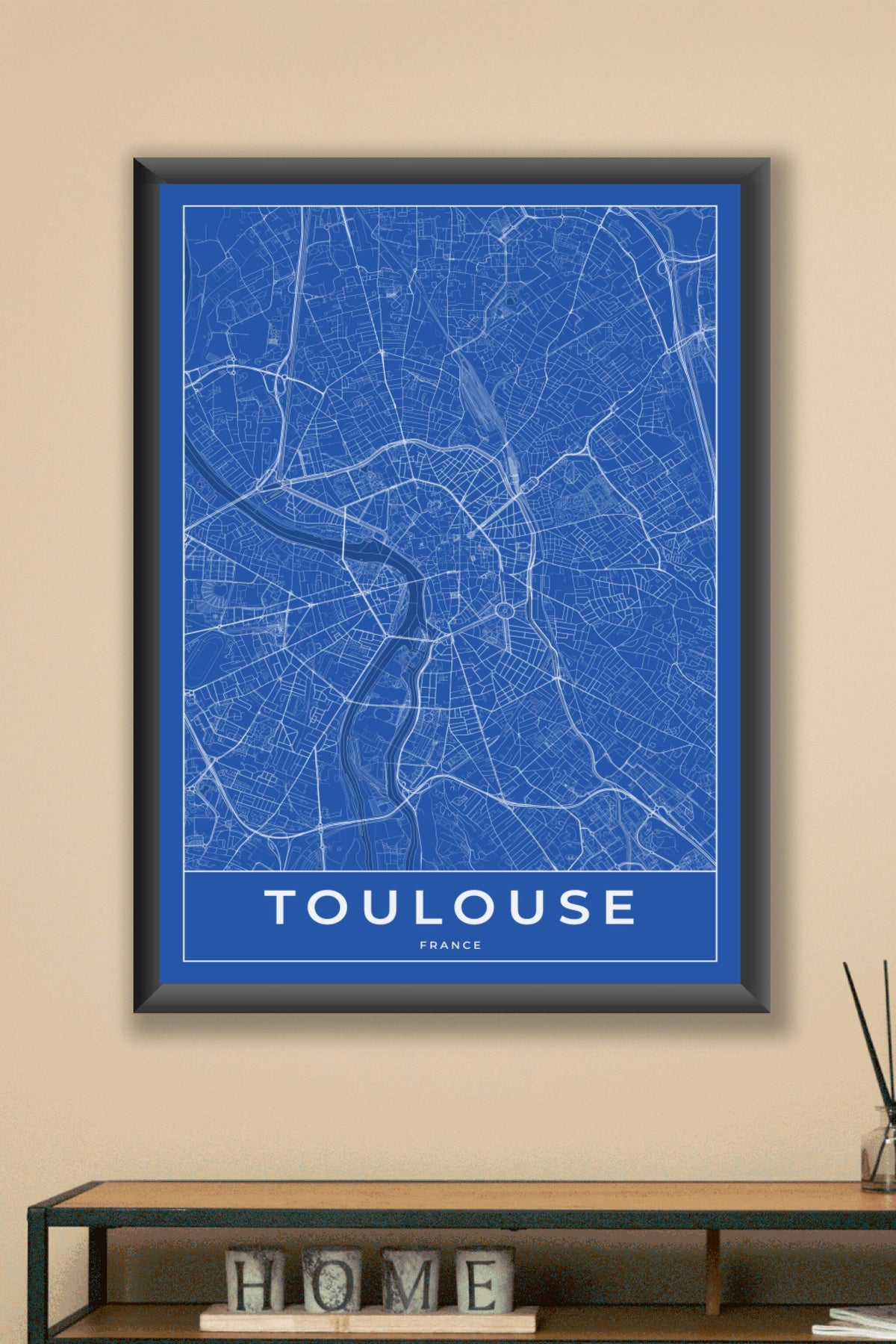 Carte de Toulouse bleue - Affiche personnalisée
