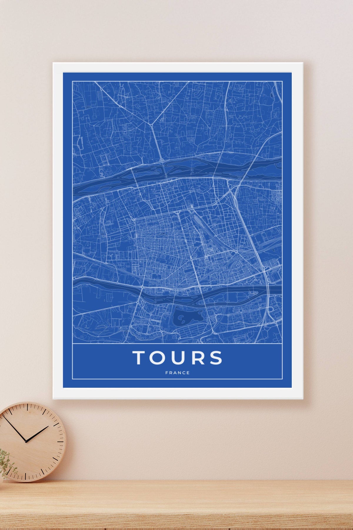 Carte de Tours bleue - Affiche personnalisée