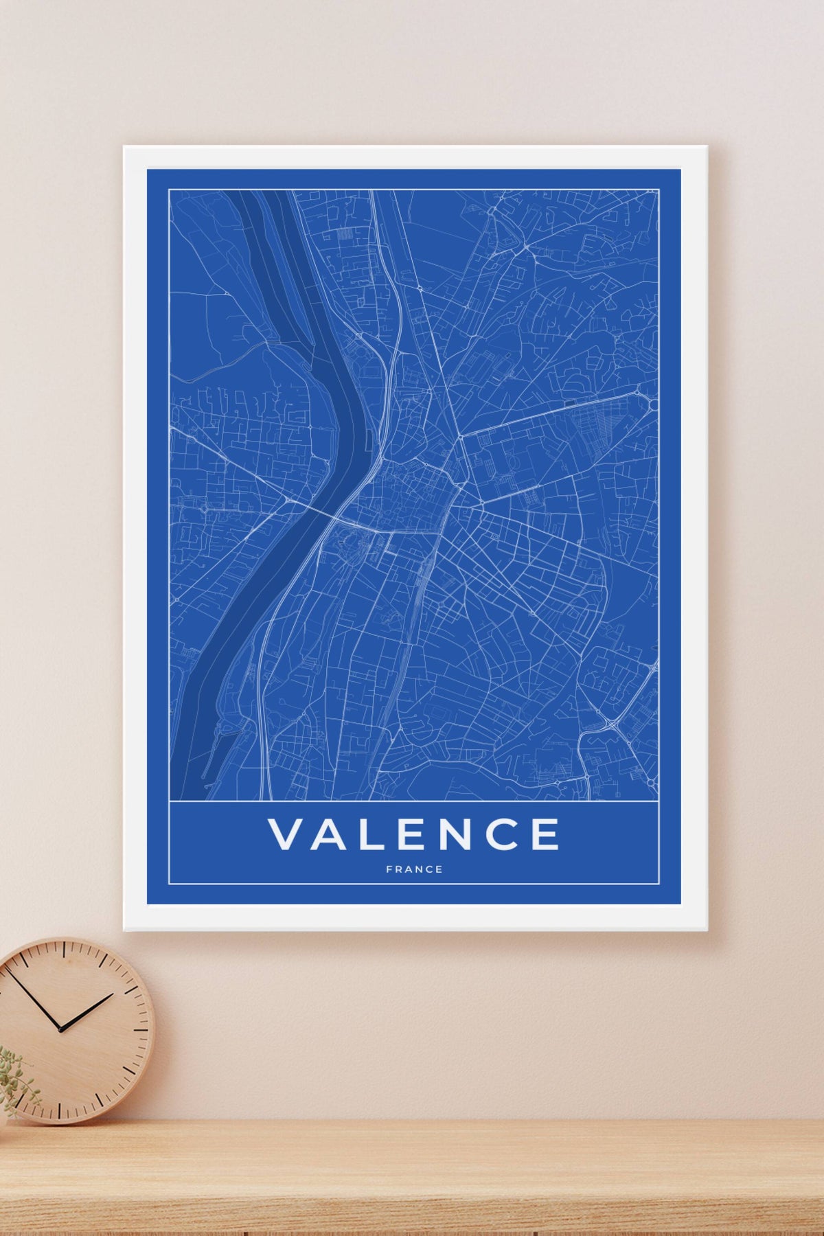 Carte de Valence bleue - Affiche personnalisée