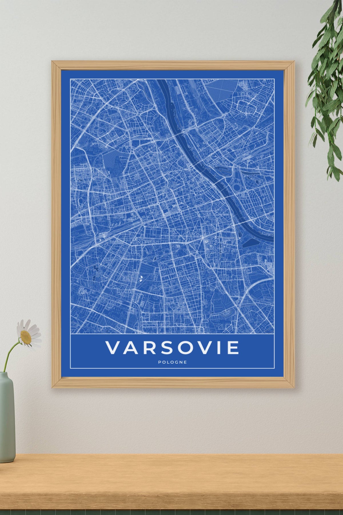 Carte de Varsovie bleue - Affiche personnalisée