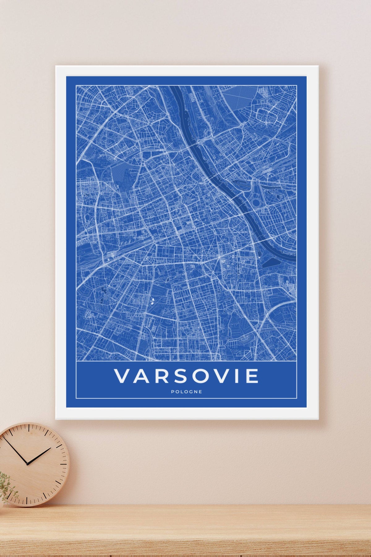 Carte de Varsovie bleue - Affiche personnalisée