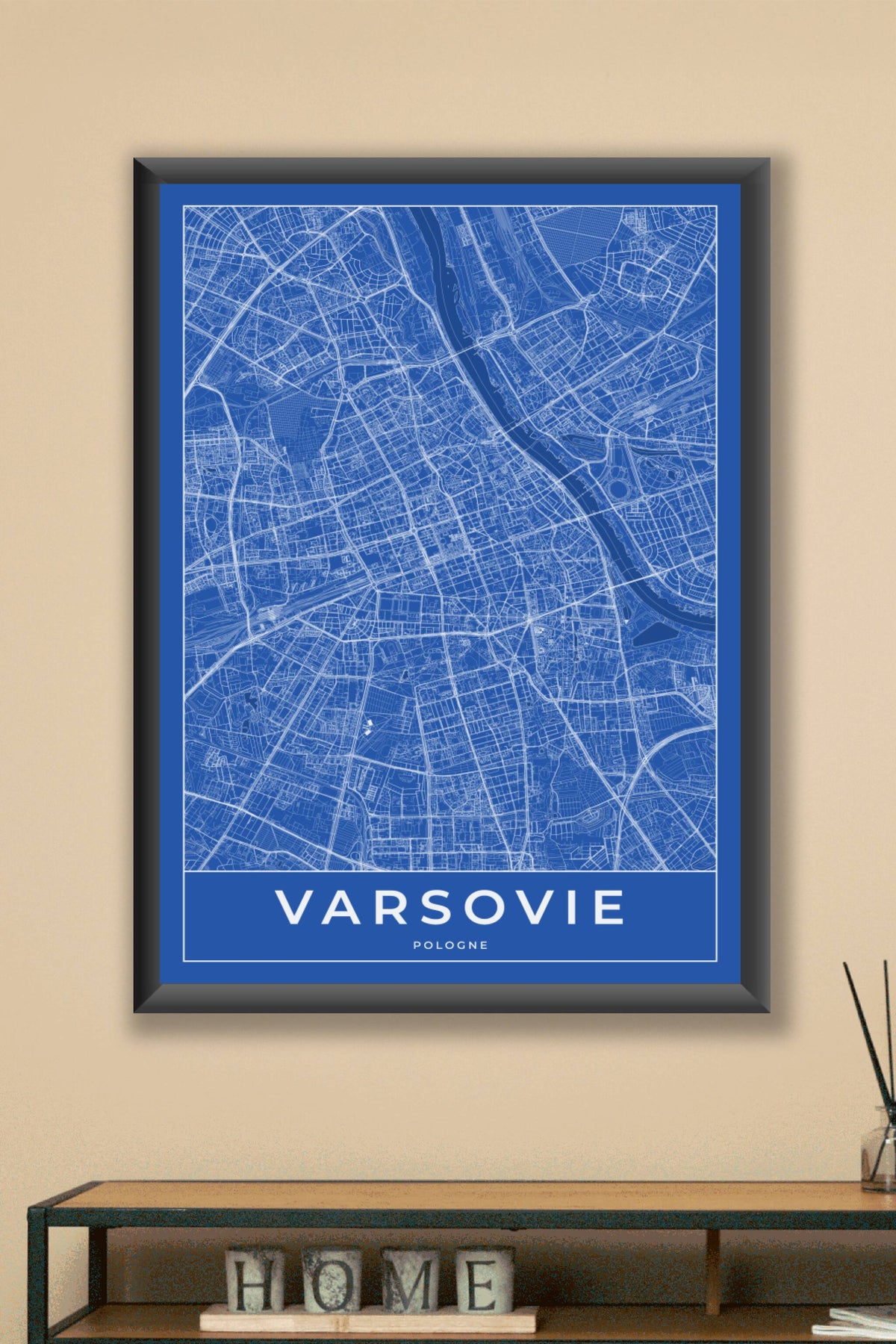 Carte de Varsovie bleue - Affiche personnalisée