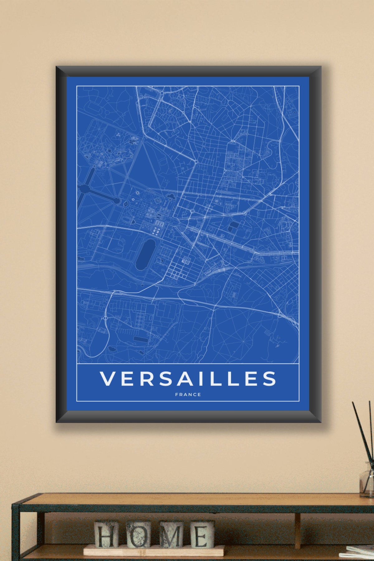 Carte de Versailles bleue - Affiche personnalisée