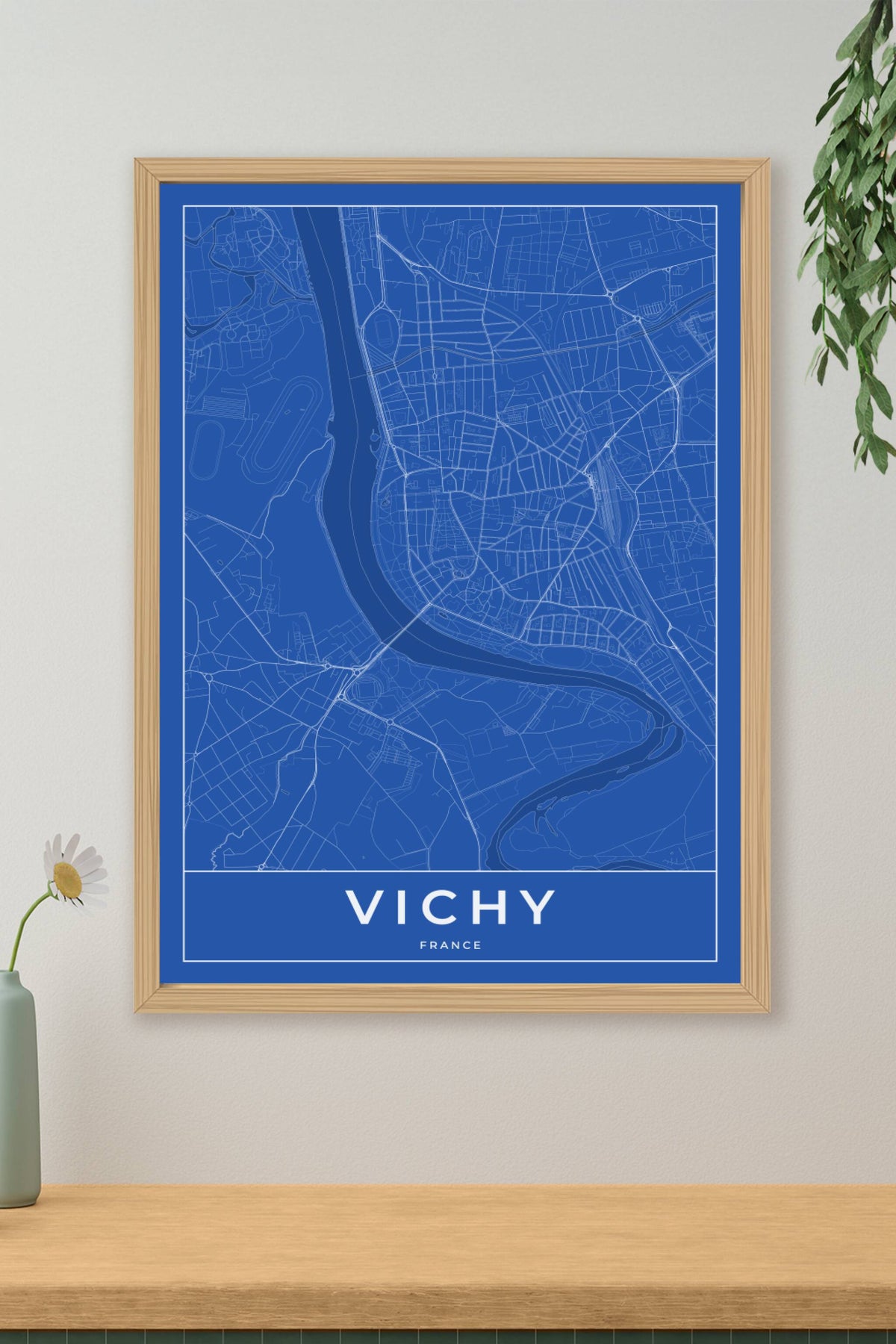 Carte de Vichy bleue - Affiche personnalisée