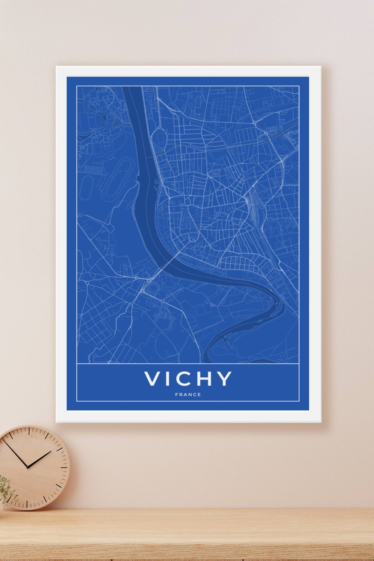 Carte de Vichy bleue - Affiche personnalisée