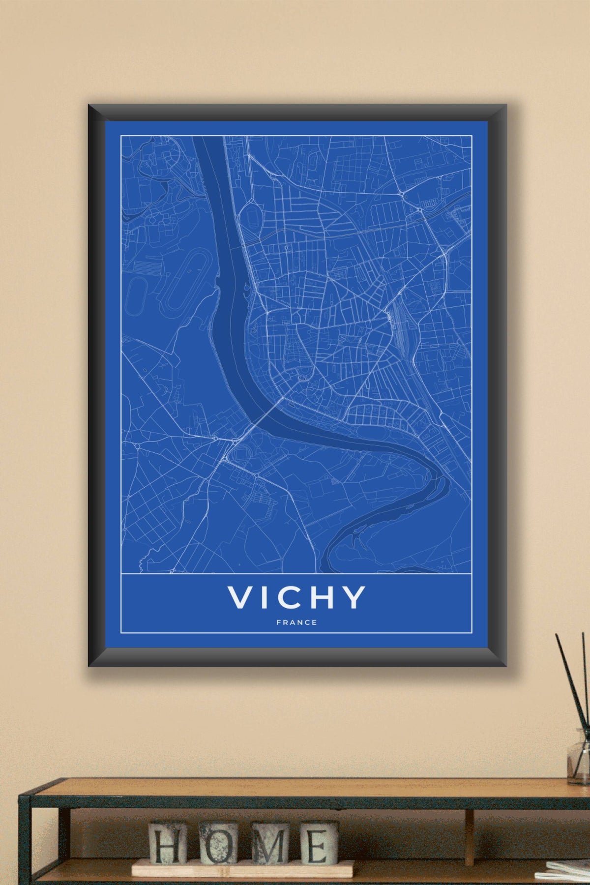 Carte de Vichy bleue - Affiche personnalisée