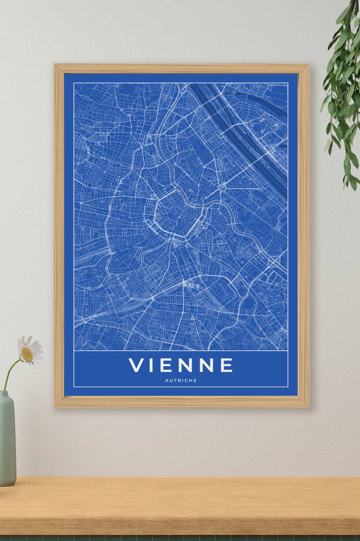 Carte de Vienne bleue - Affiche personnalisée