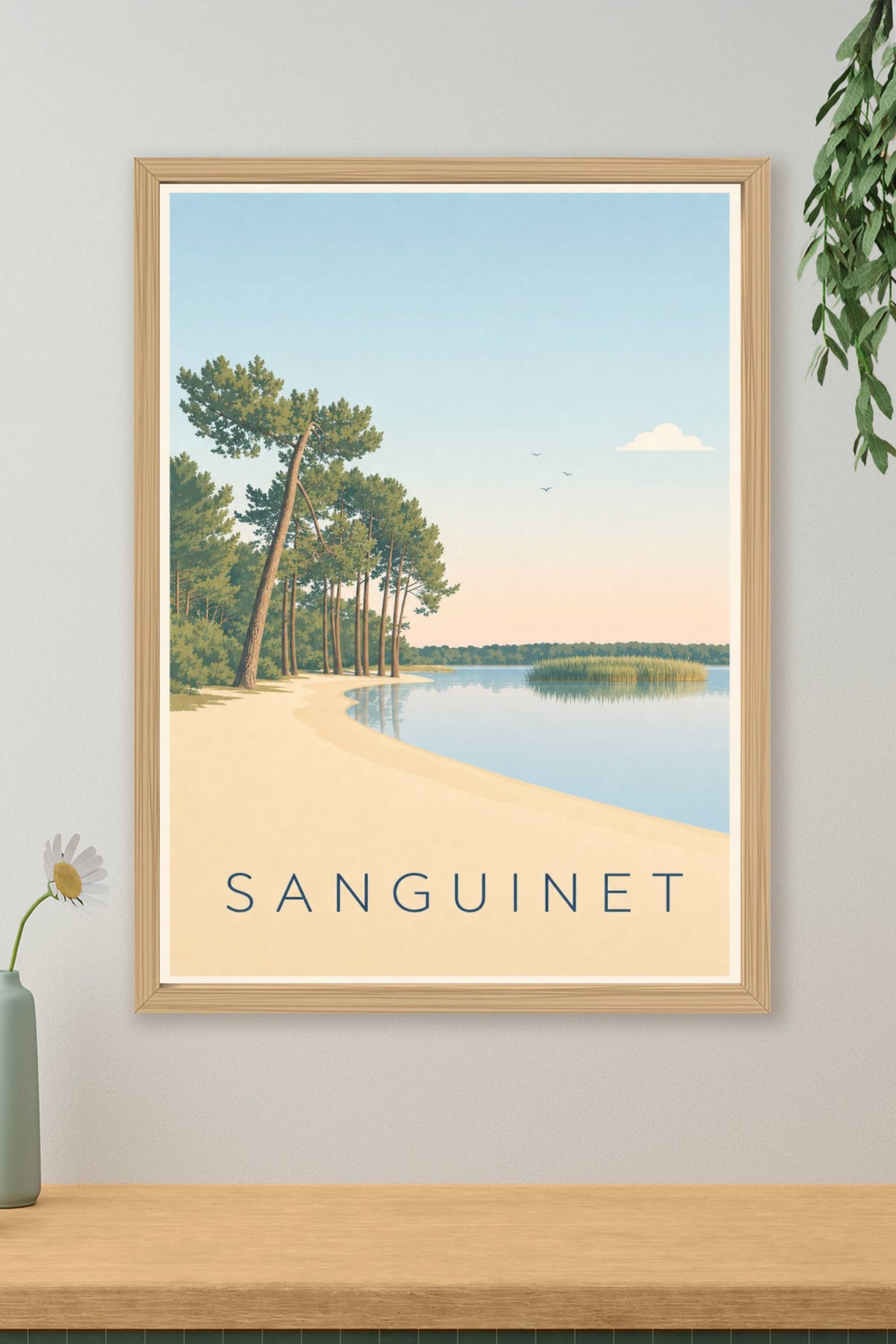 Poster de Sanguinet, le lac et les pins