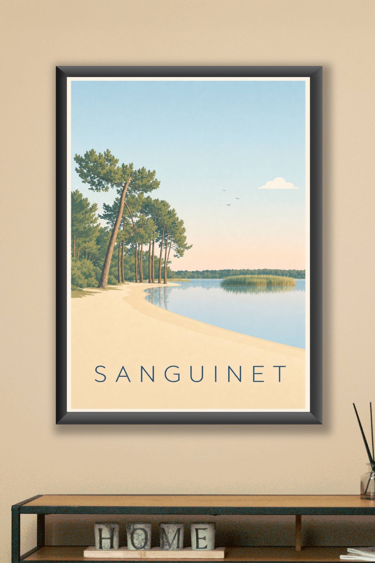 Poster de Sanguinet, le lac et les pins