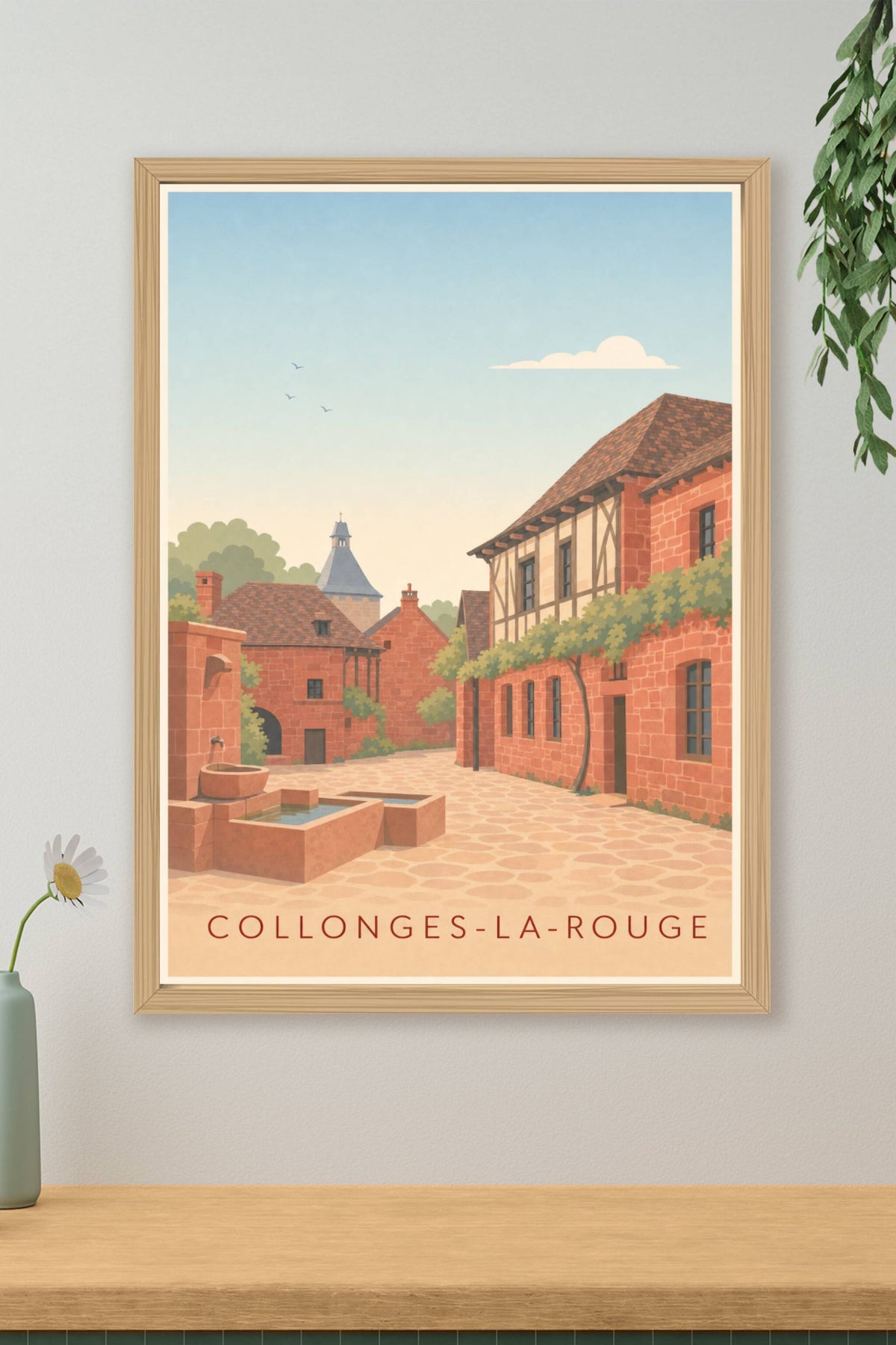 Affiche de Collonges-la-Rouge, poster maisons rouges