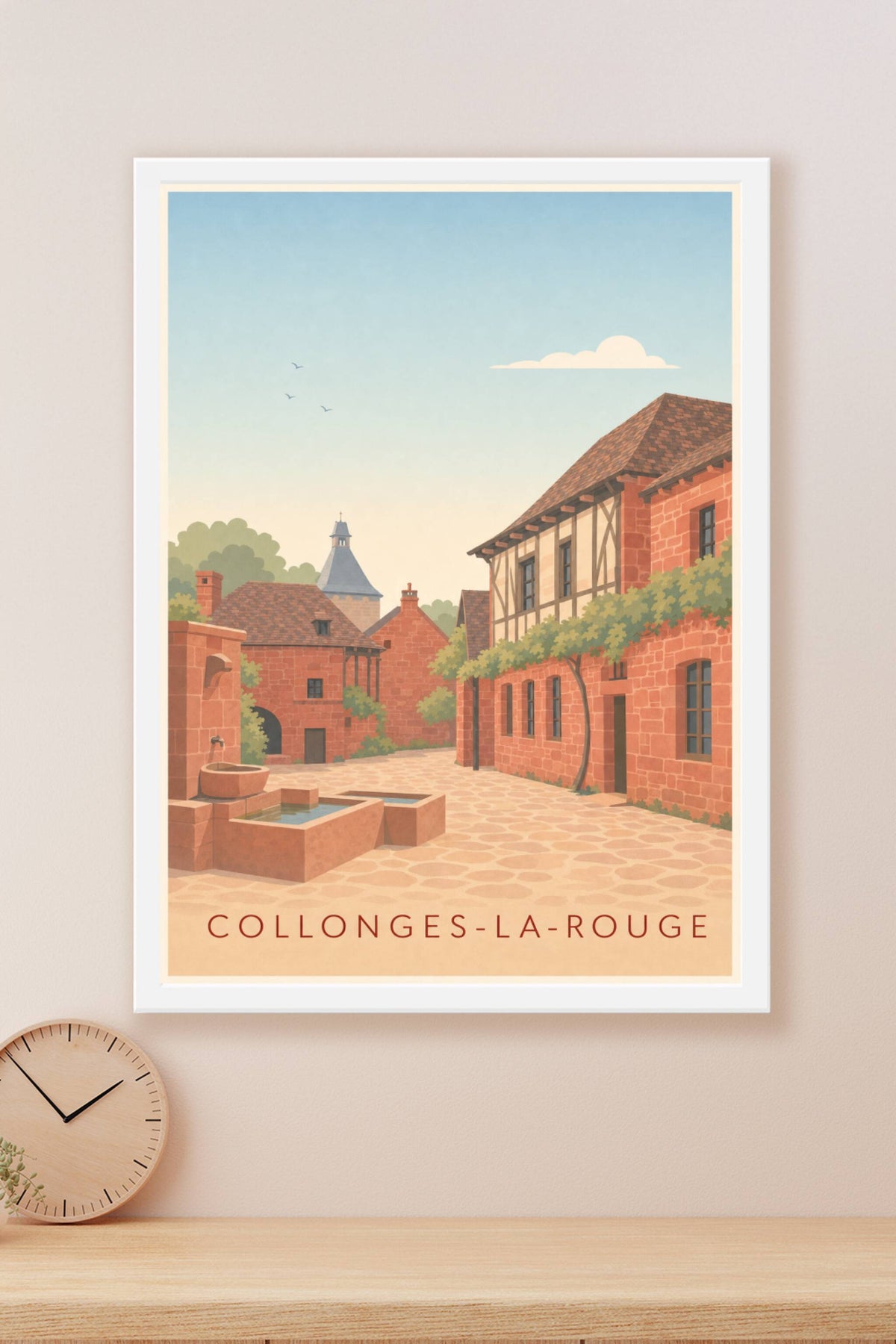 Affiche de Collonges-la-Rouge, poster maisons rouges