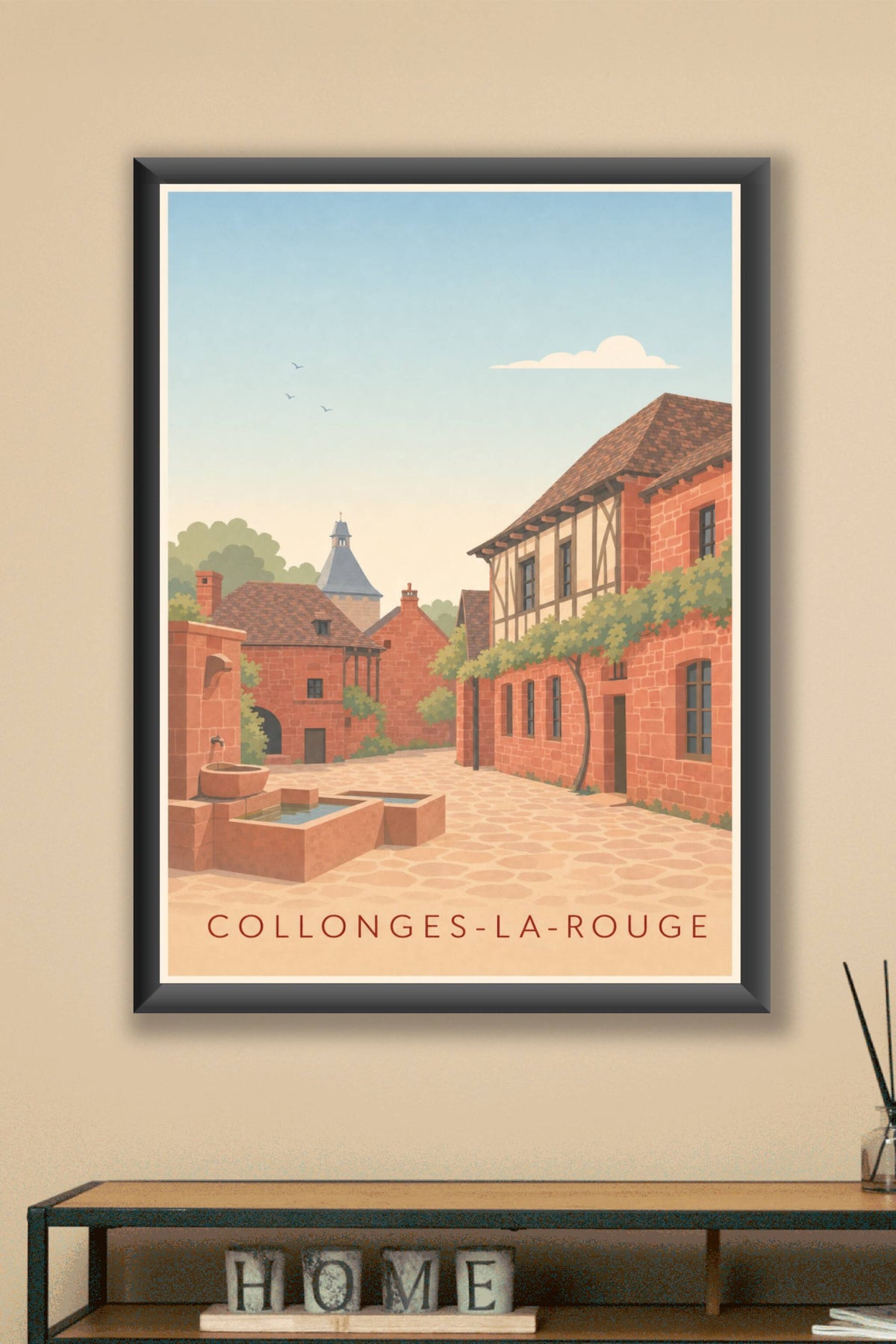 Affiche de Collonges-la-Rouge, poster maisons rouges
