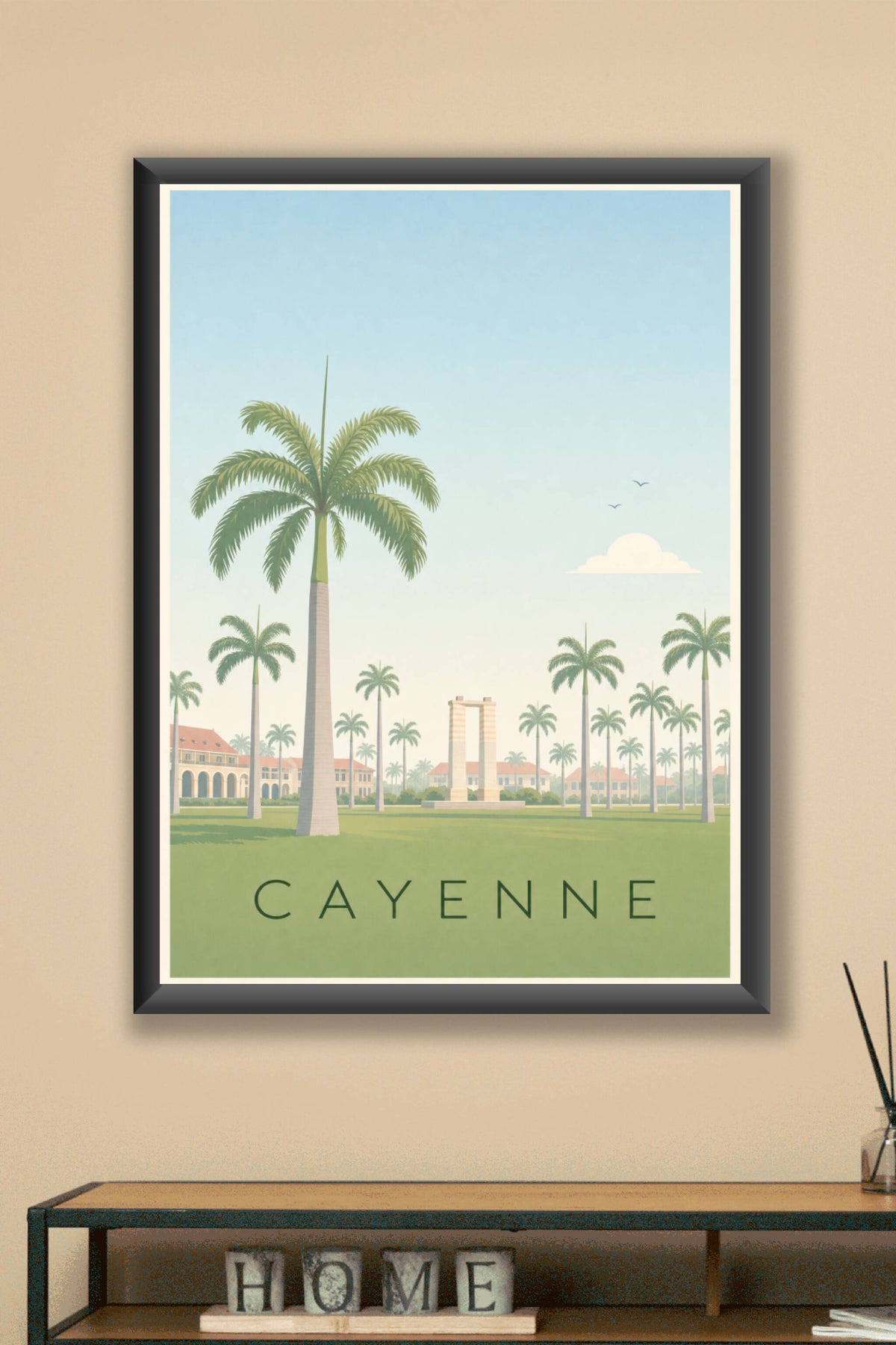 Affiche de Cayenne, poster Place des Palmistes