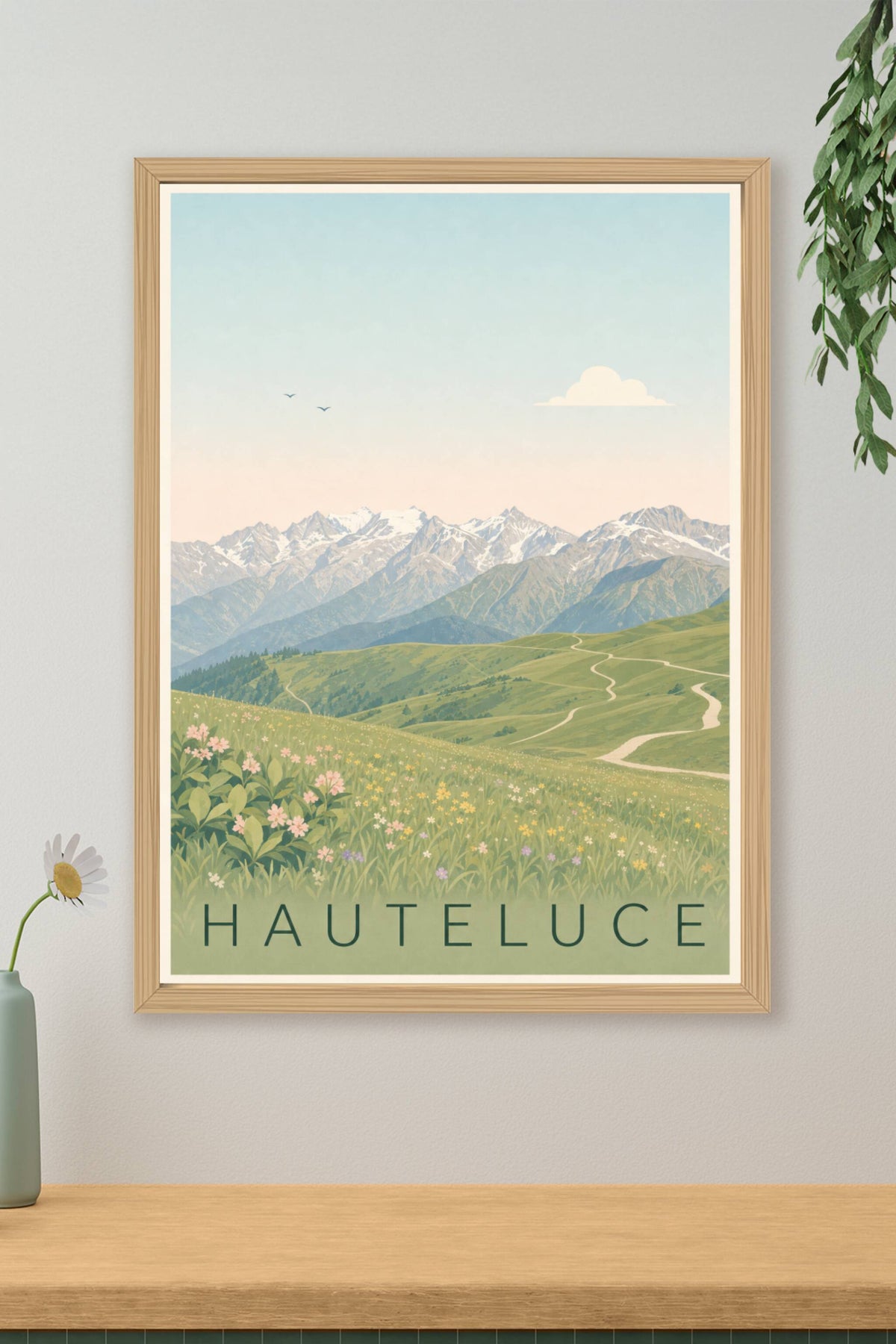 Affiche d'Hauteluce, poster monts enneigés