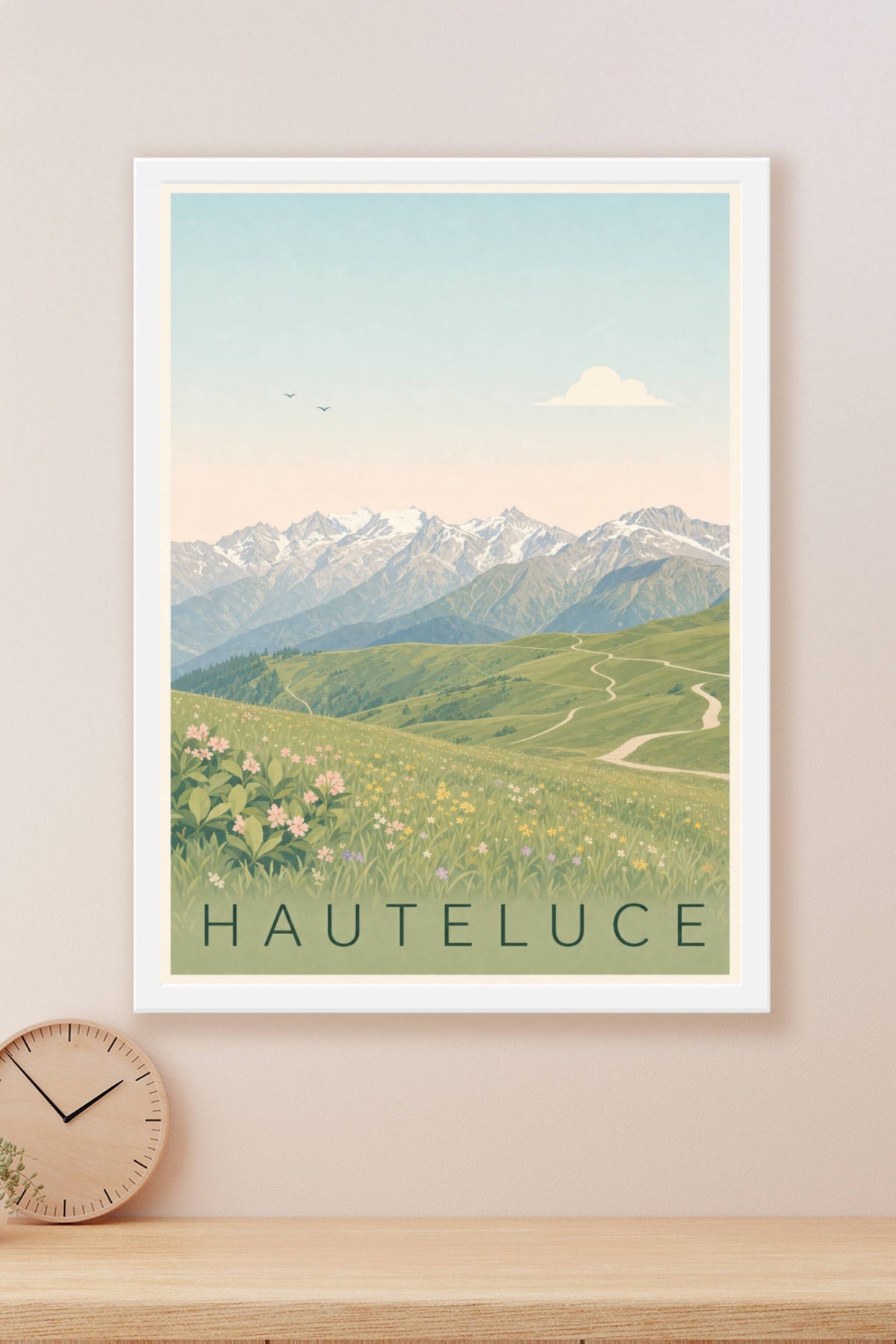 Affiche d'Hauteluce, poster monts enneigés