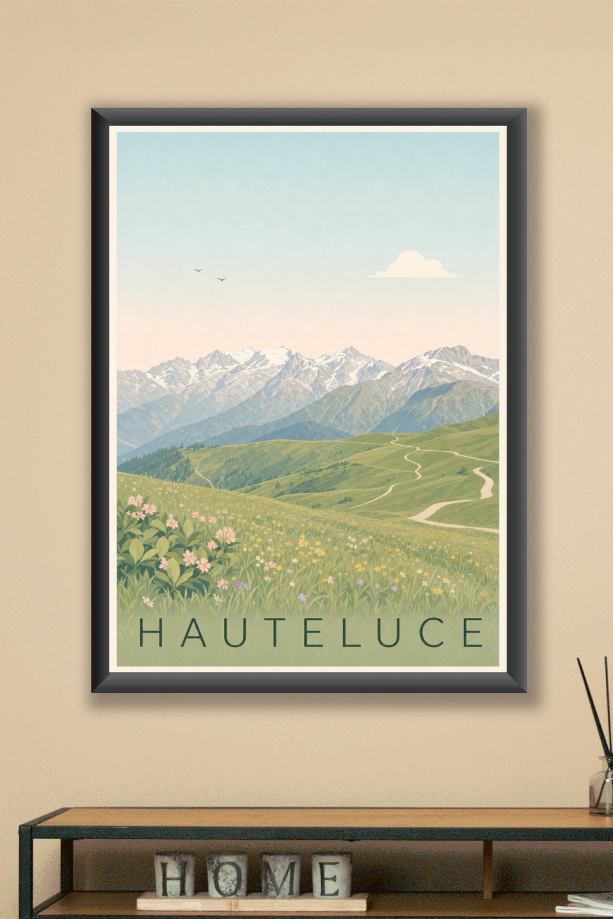 Affiche d'Hauteluce, poster monts enneigés