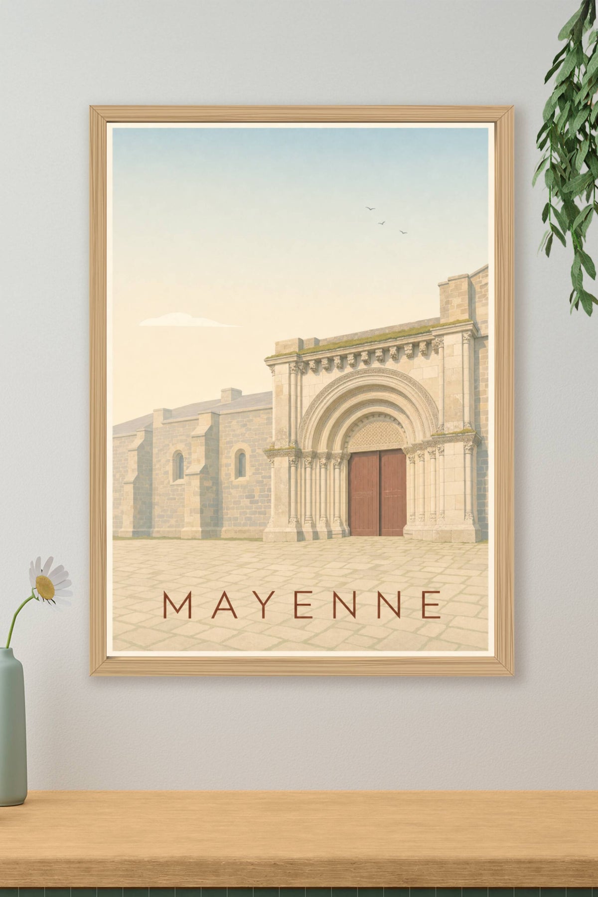 Affiche de Mayenne, poster église romane