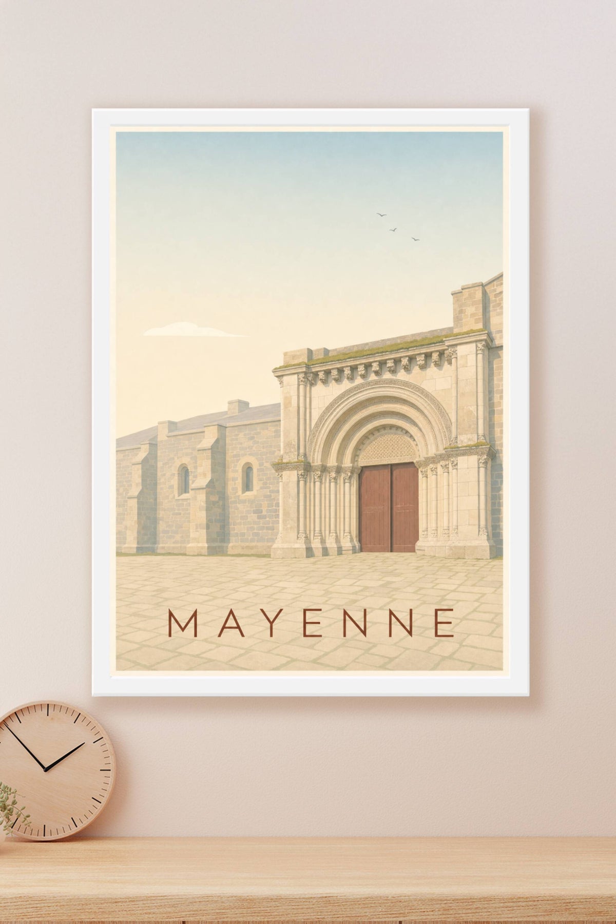 Affiche de Mayenne, poster église romane