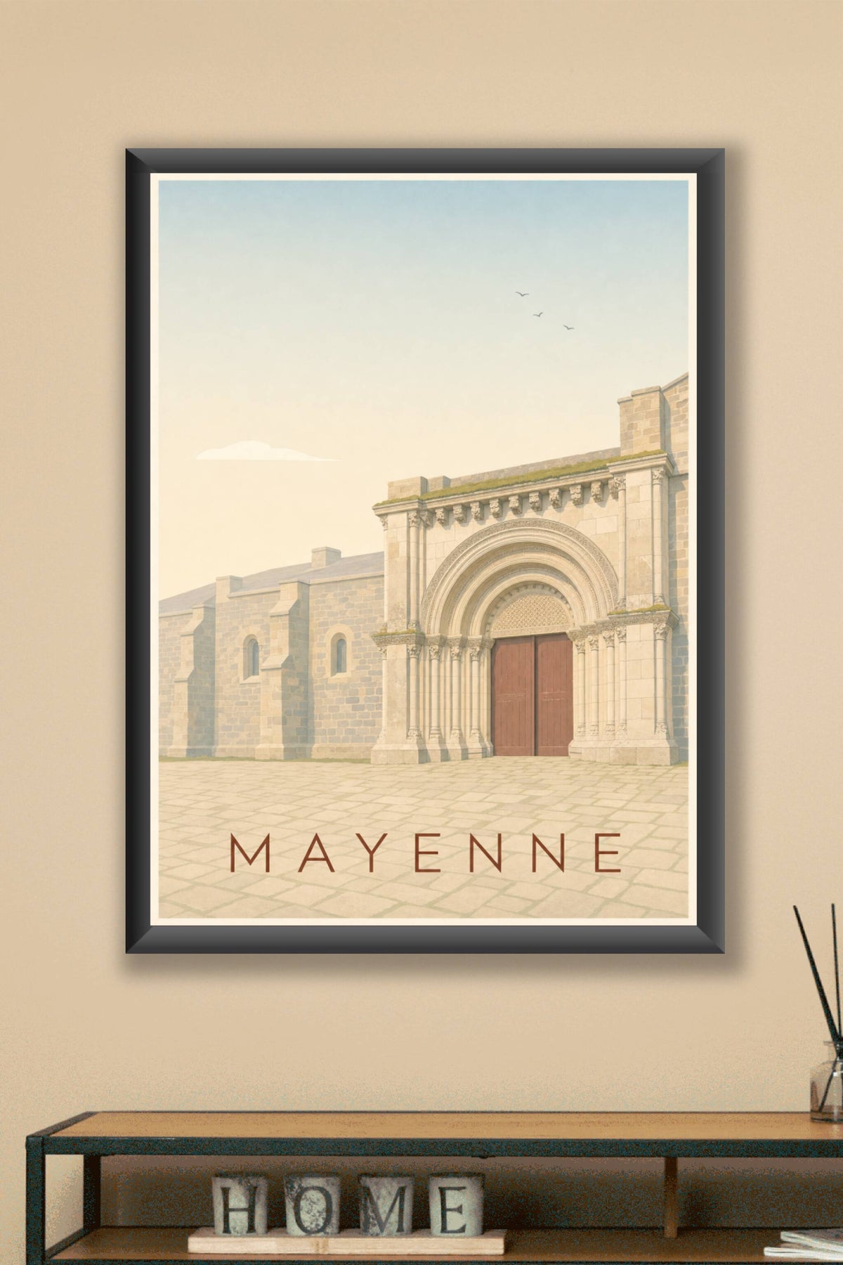 Affiche de Mayenne, poster église romane