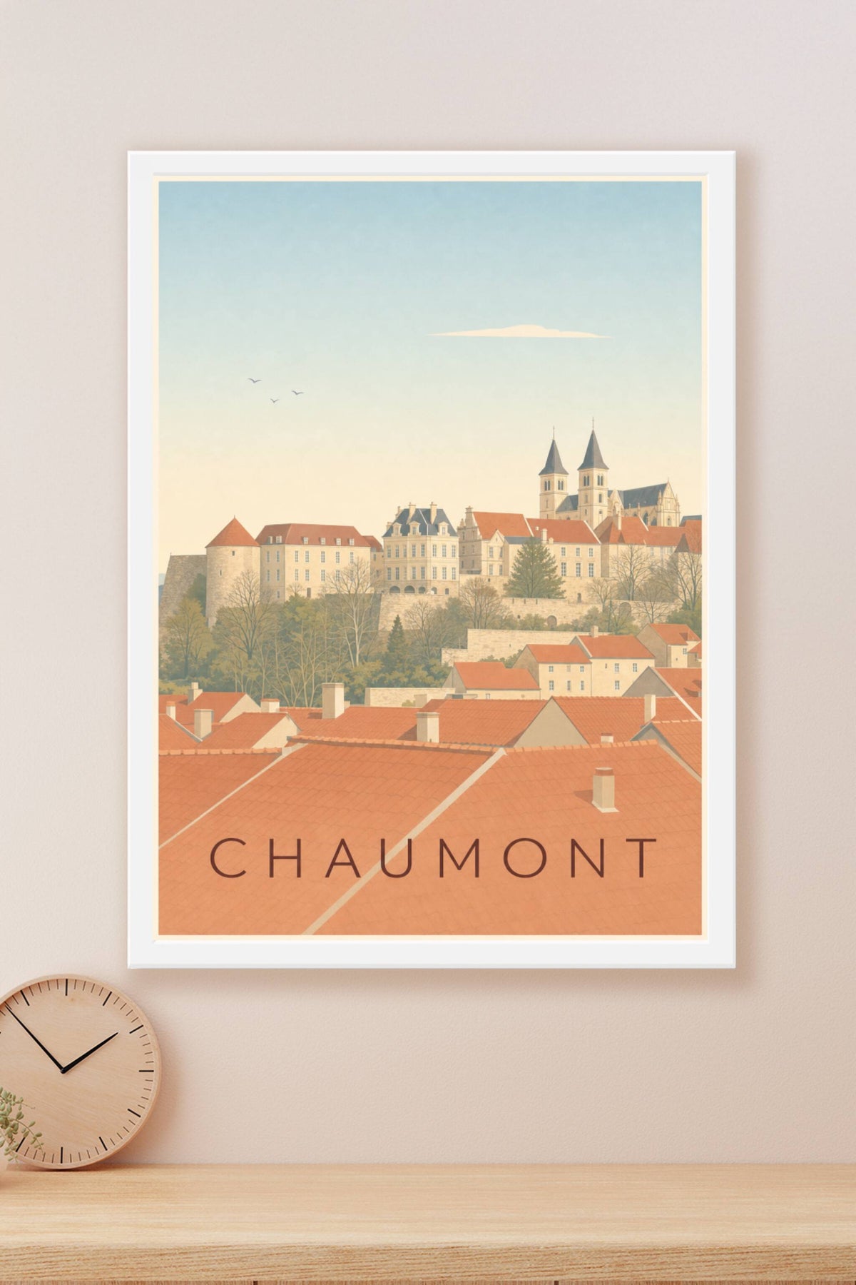 Affiche de Chaumont, poster toits de la ville